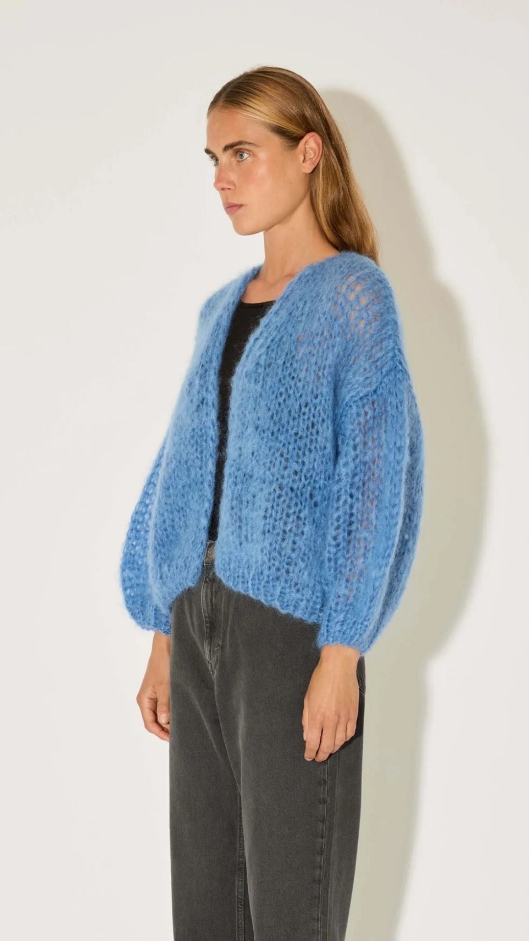 Mohair Bomber Cardigan Dove Blue
