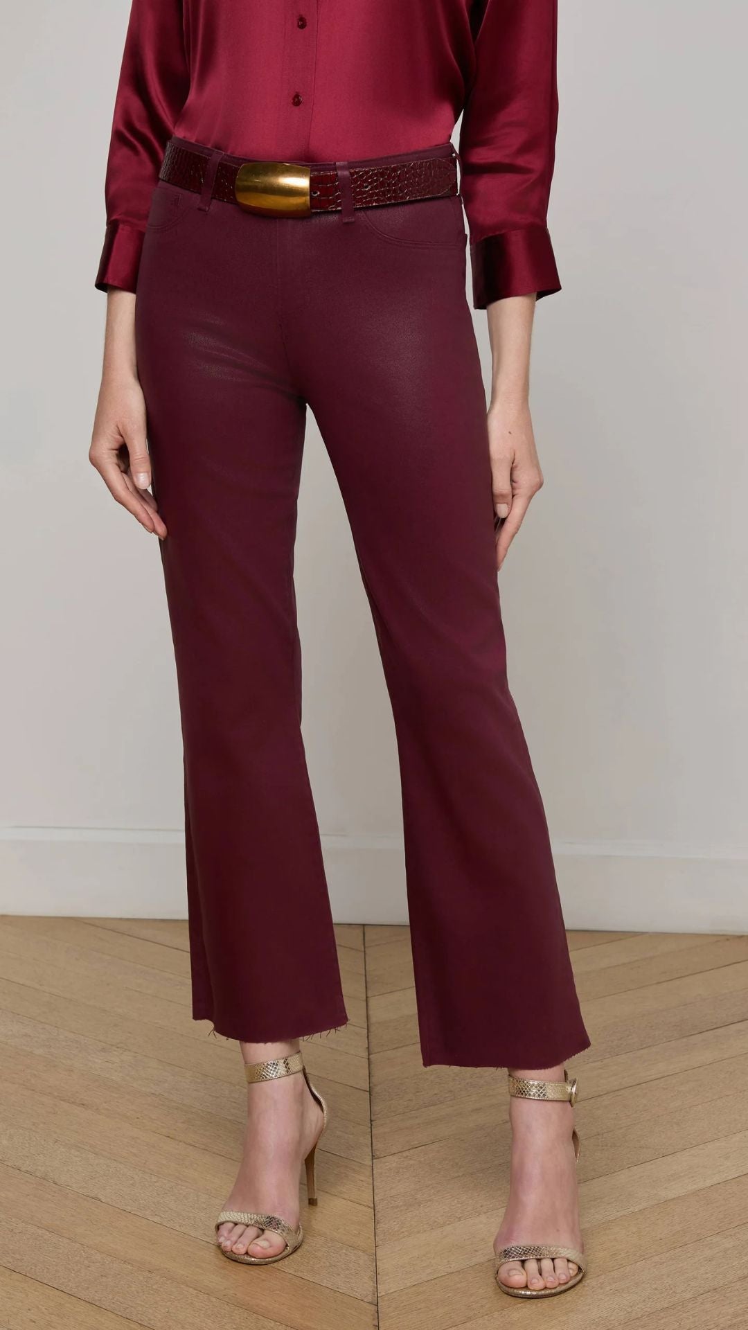 Kendra Coated Cropped Flare Jean - L'Agence