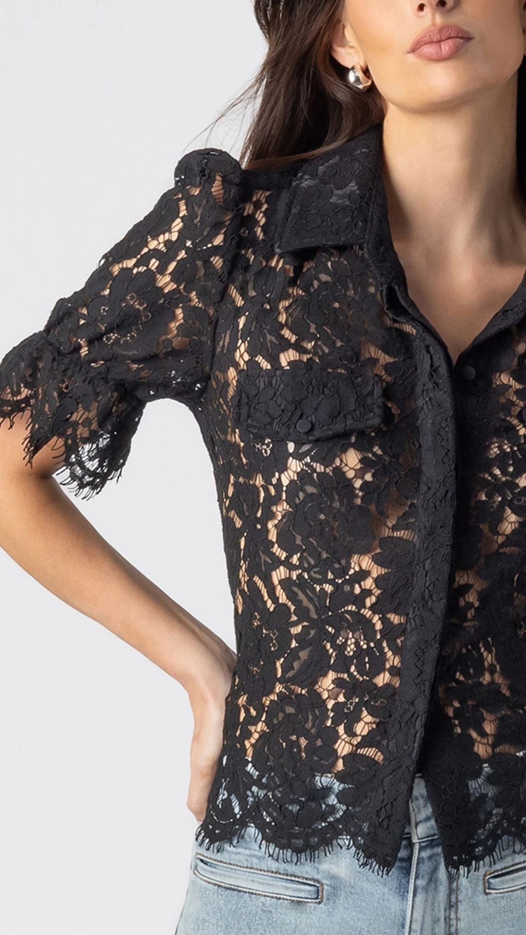 Mina lace Shirt Black / Pink - Generation Love