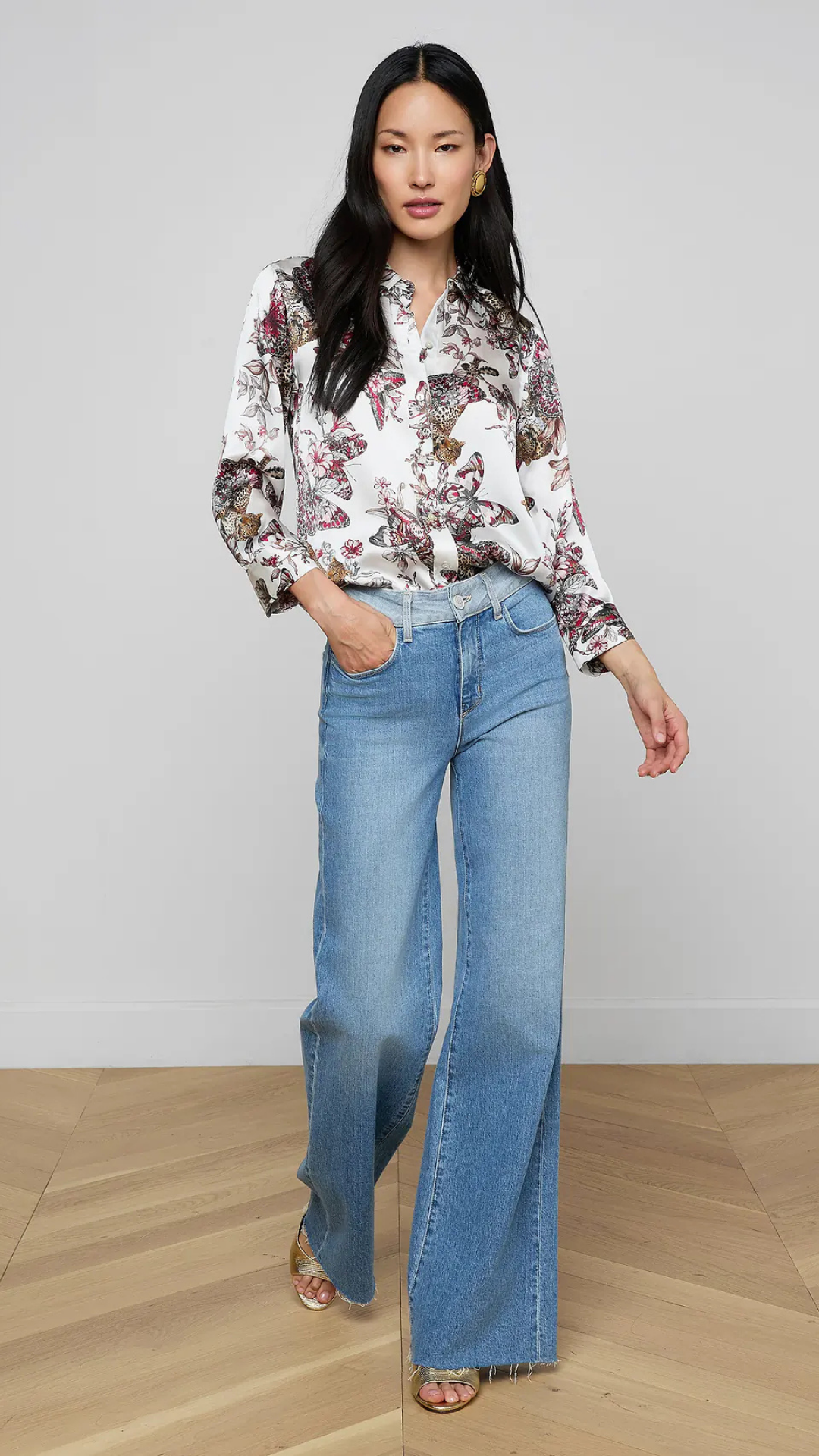 Dani Silk Blouse White Butterfly