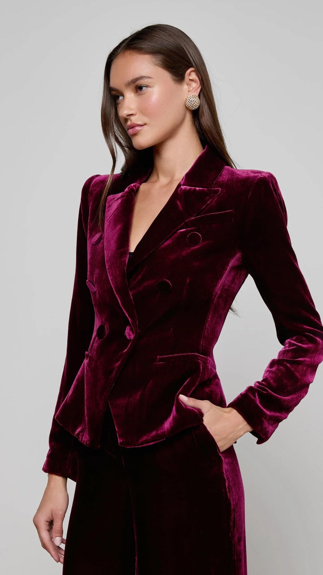 Marie Double Breasted Blazer Velvet