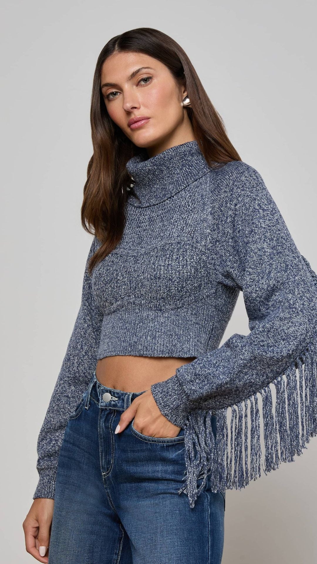 Maddison Fringe Turtleneck Sweater