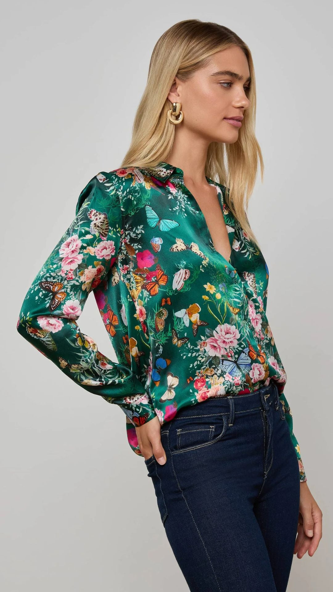 Tyler Long Sleeve Blouse Bottle Green