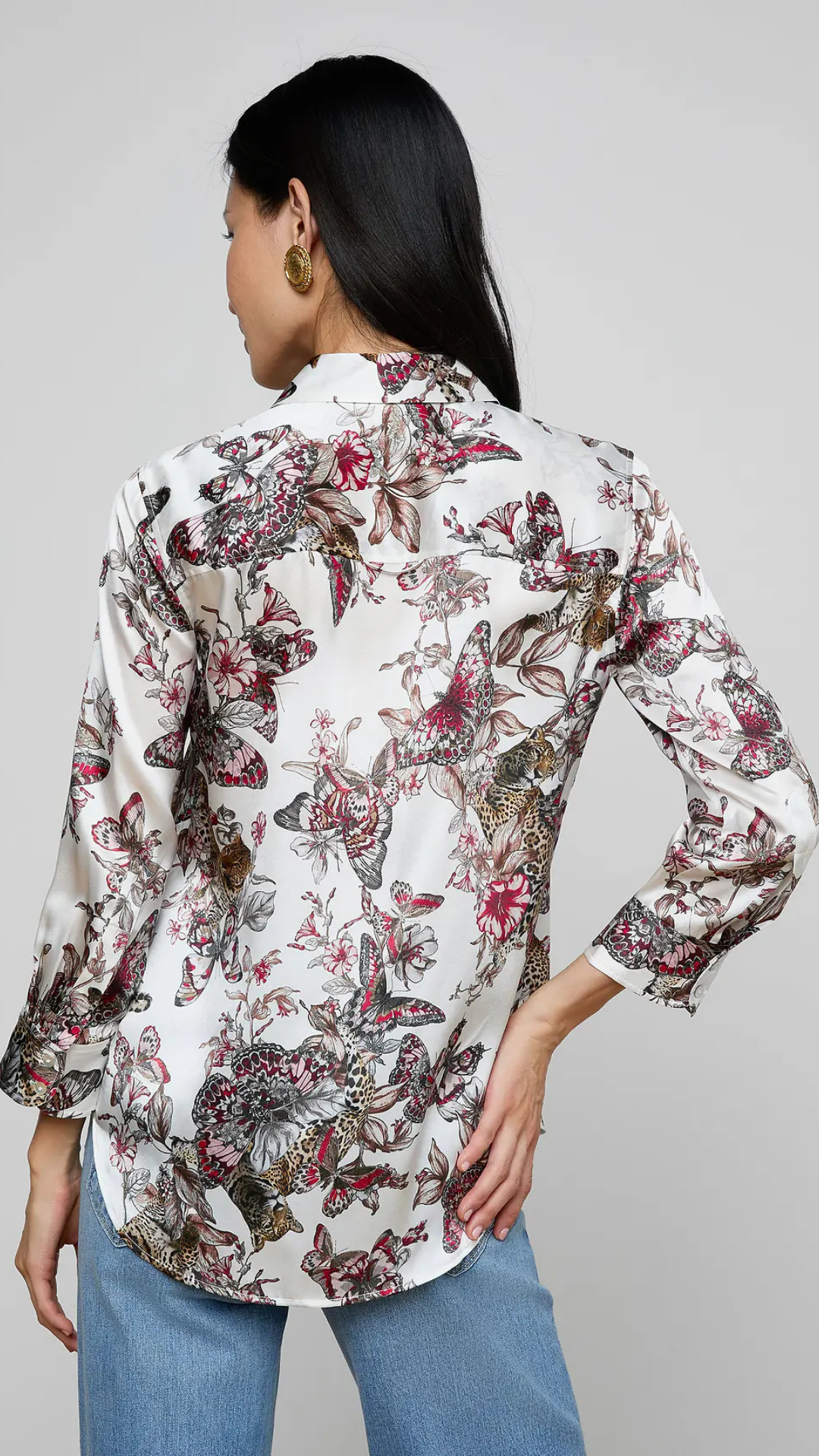 Dani Silk Blouse White Butterfly