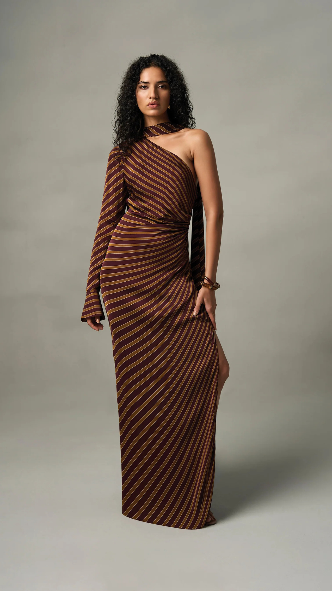 Darcy Halter Long Dress Stripes