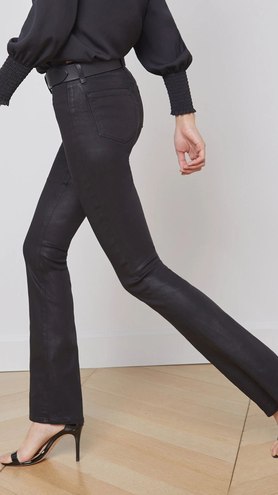Selma Coated Bootcut Jean Noir -  L'Agence