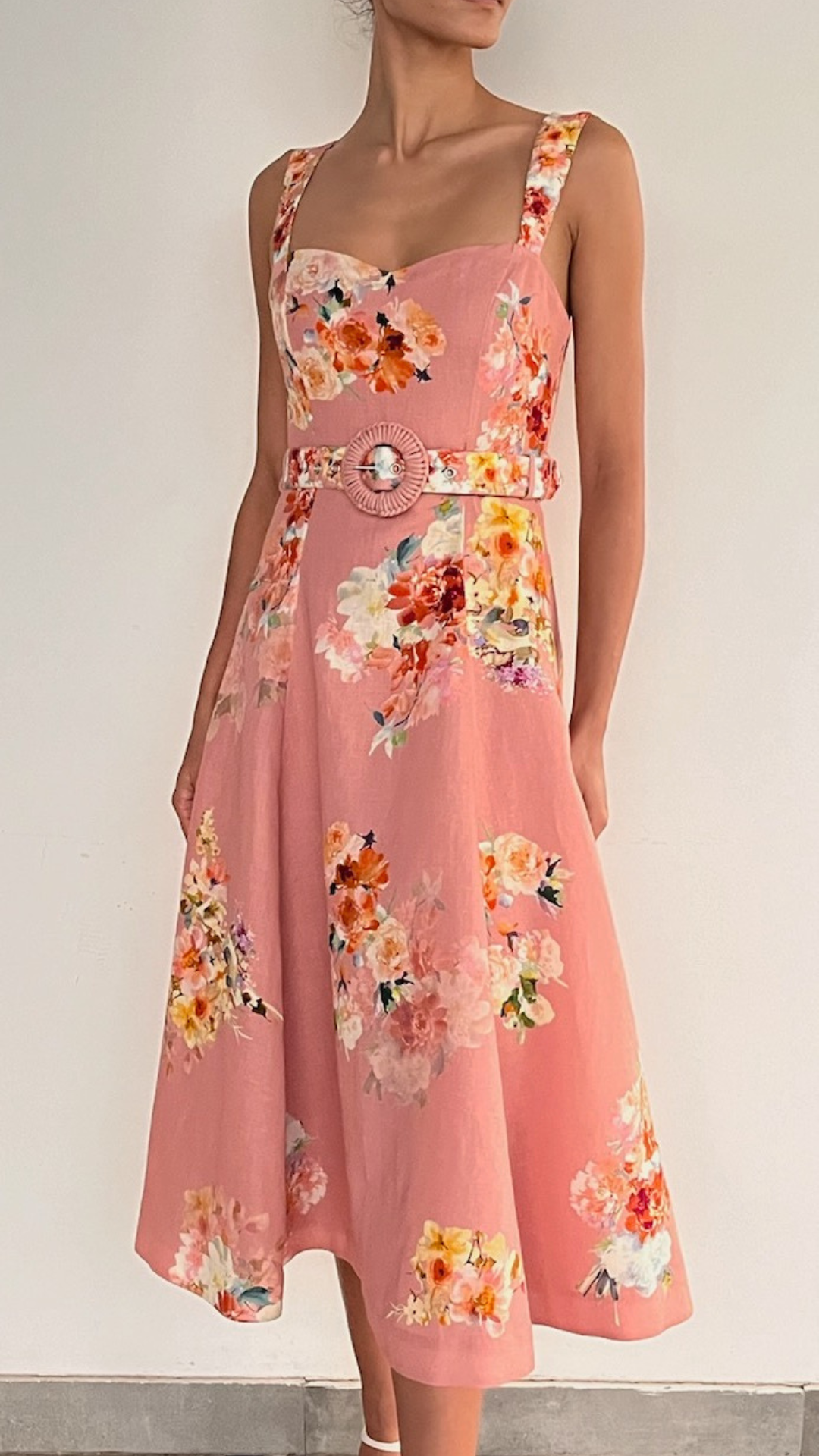 Midi Dress With Buckle Belt - Hemant and Nandita