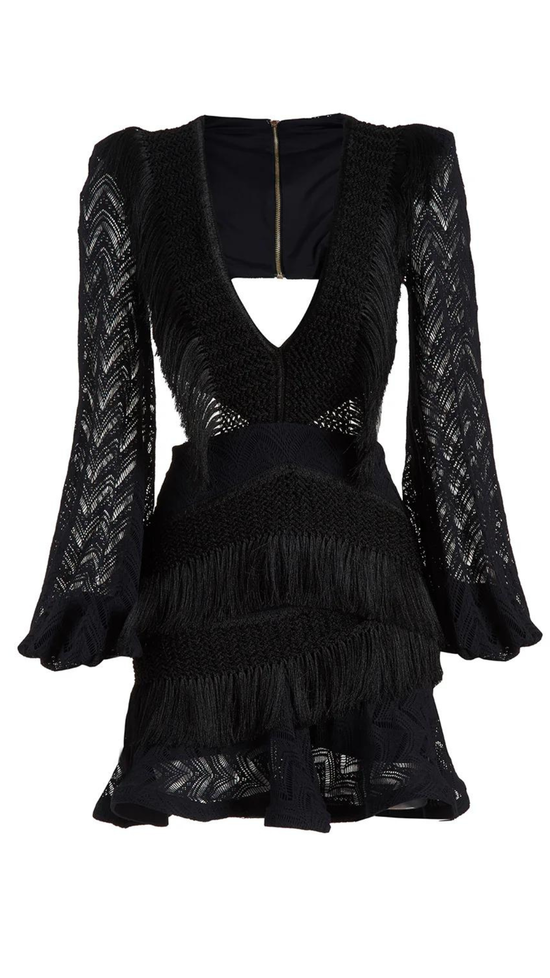 patbo fringe cutout mini dress PatBO LYA Fringe Mini Dress