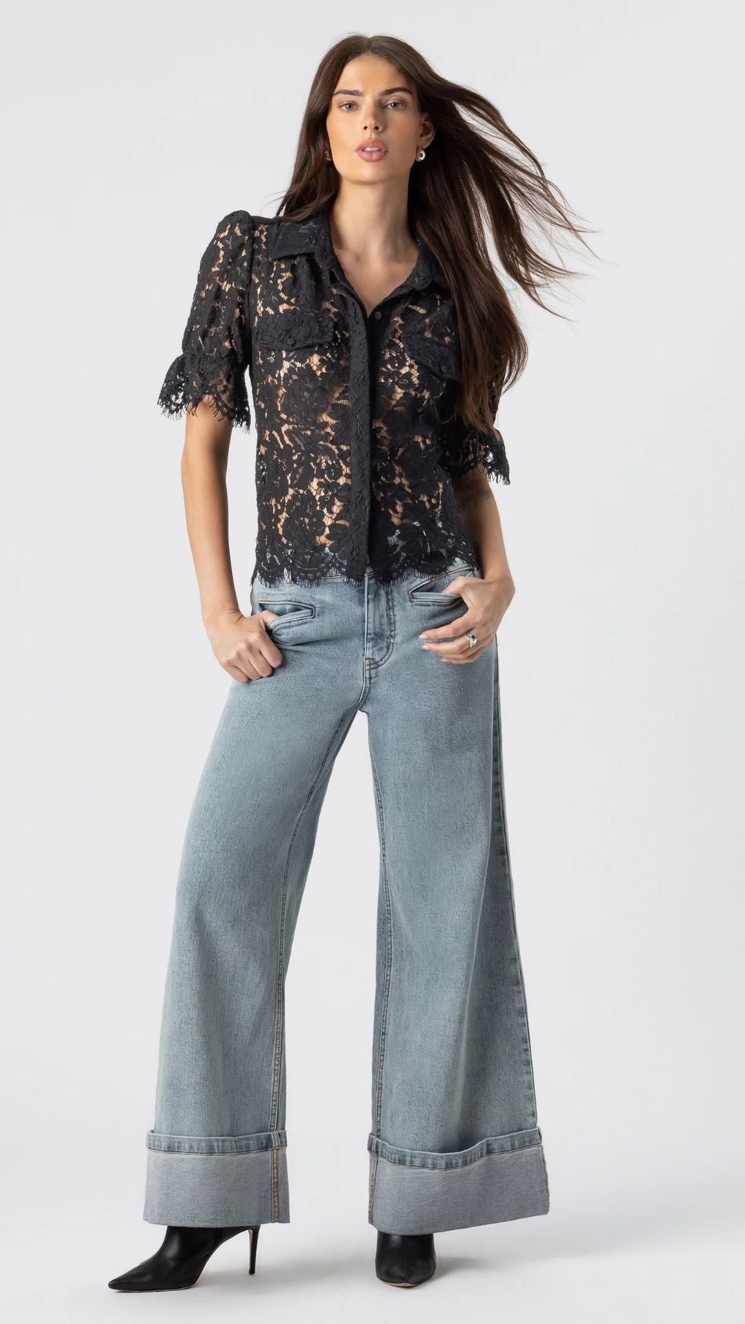 Mina lace Shirt Black / Pink - Generation Love