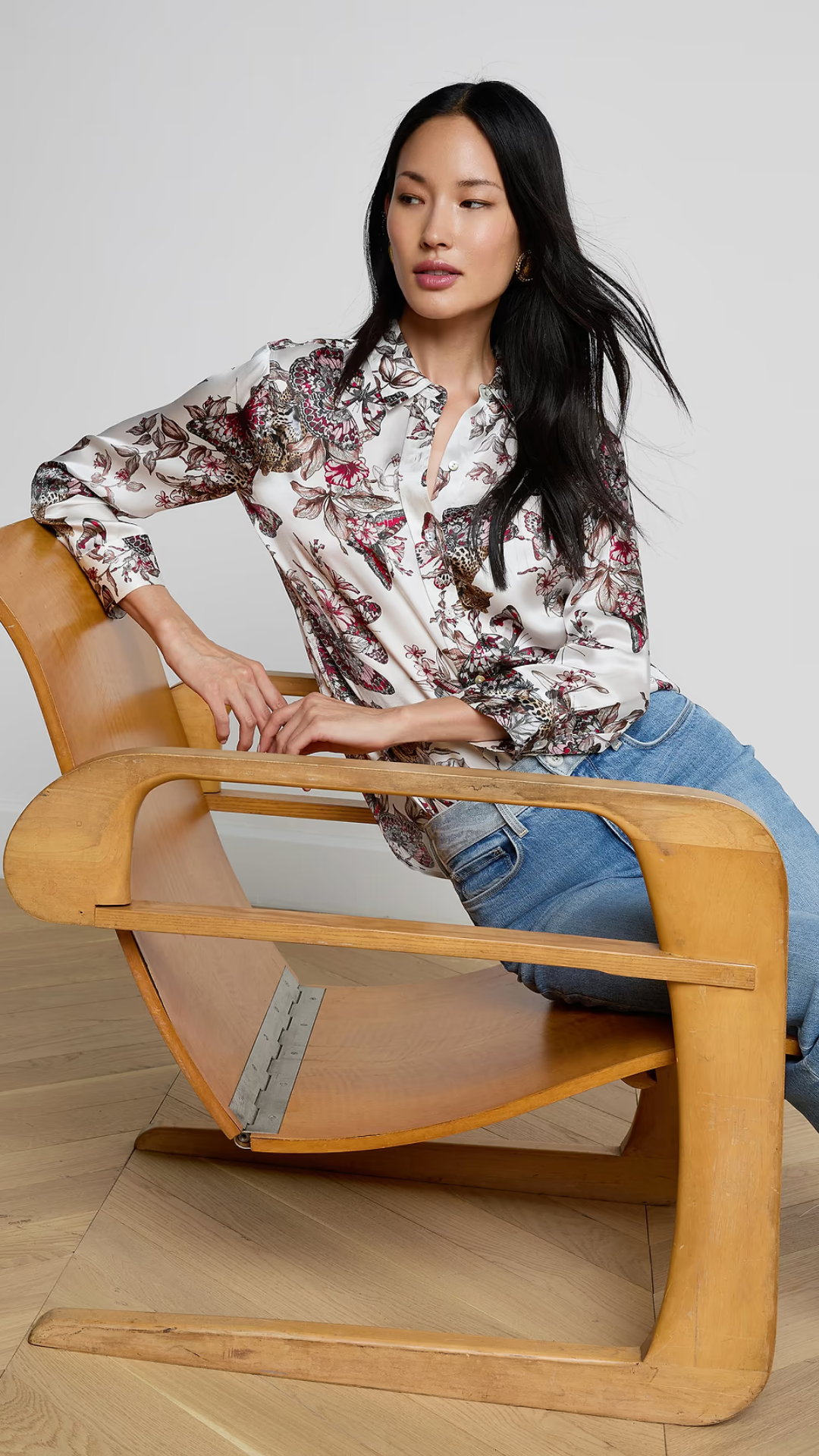Dani Silk Blouse White Butterfly