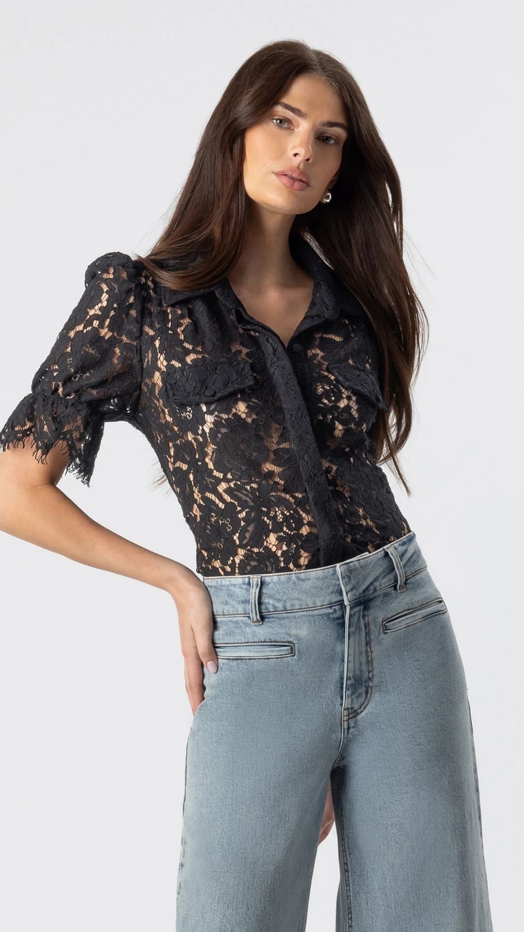 Mina lace Shirt Black / Pink - Generation Love