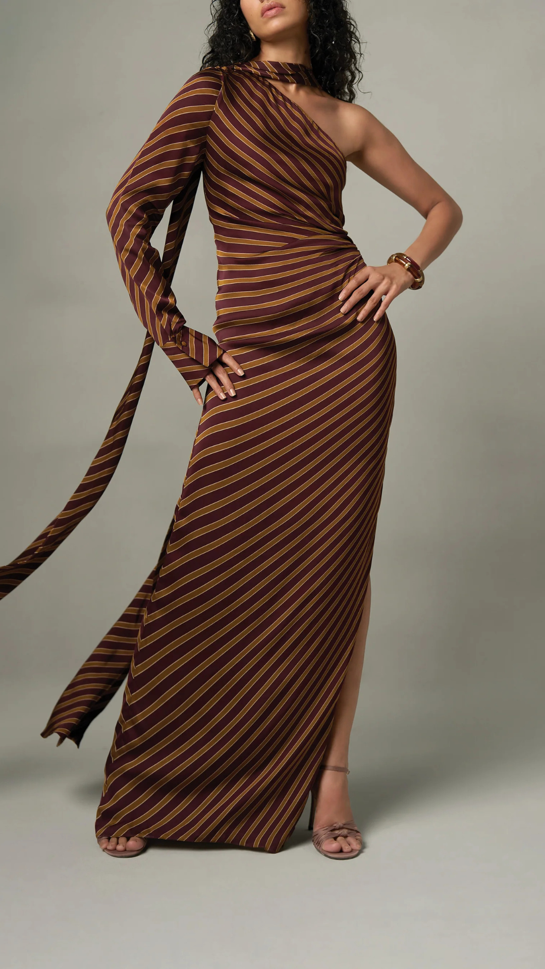 Darcy Halter Long Dress Stripes
