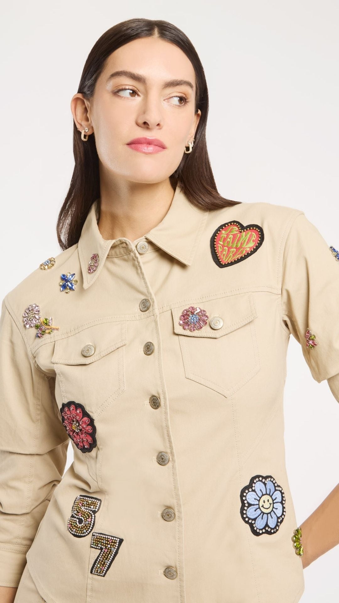 Retro Love Patches Scrunched Jacket