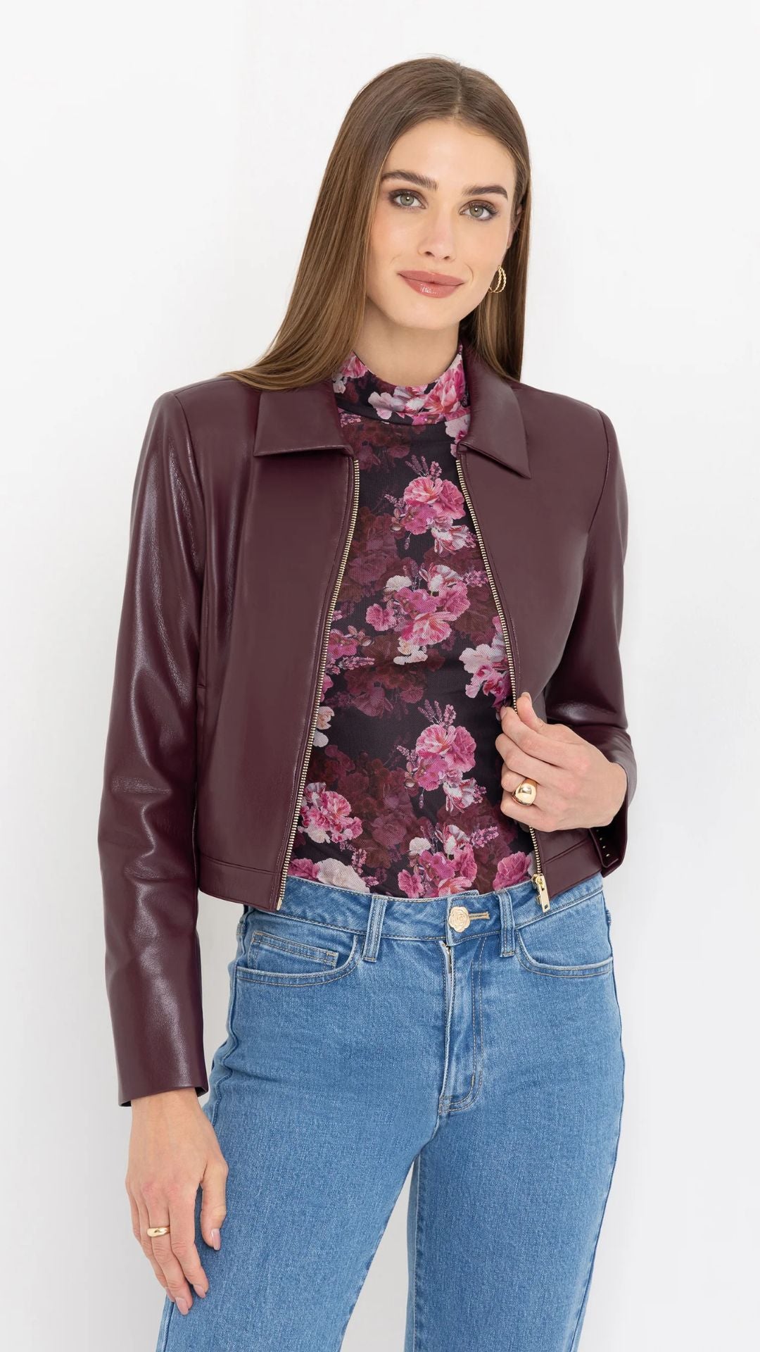 Lola Vegan Leather Cabernet Jacket