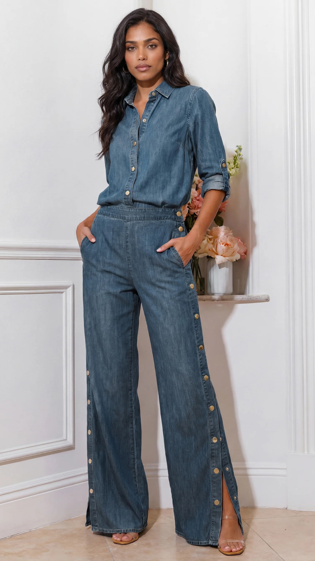 Josalyn Denim Snap Pant