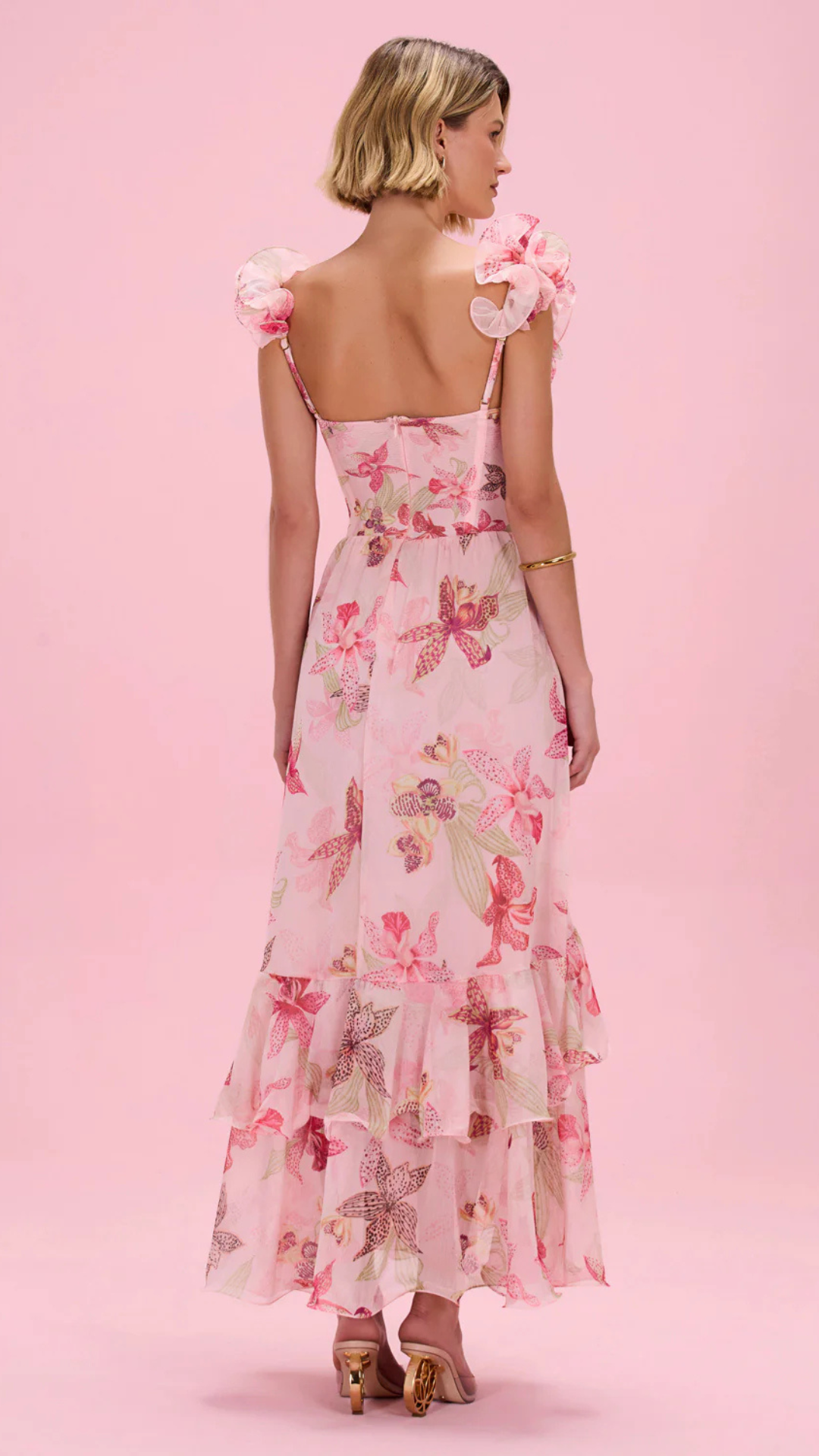 Orchid Bloom Chiffon Maxi Dress