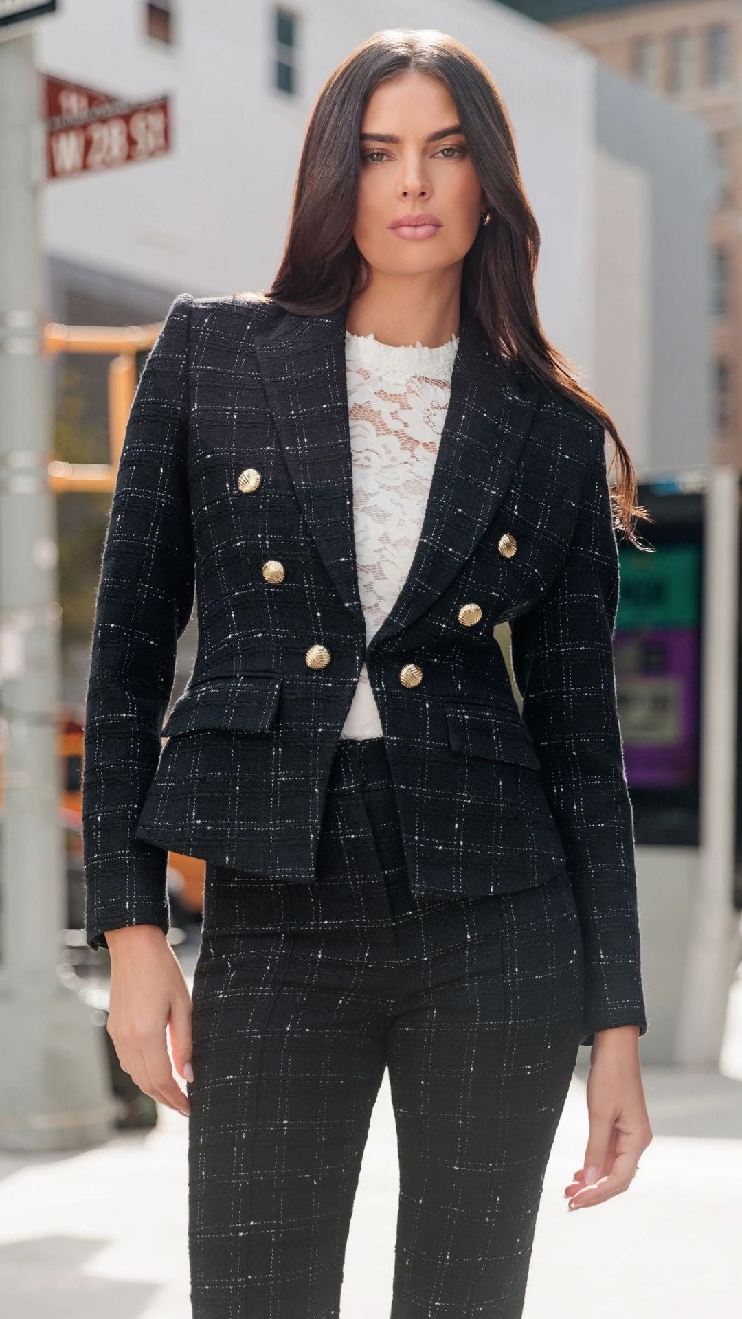 Elsa Window Pane Tweed Blazer - Generation Love