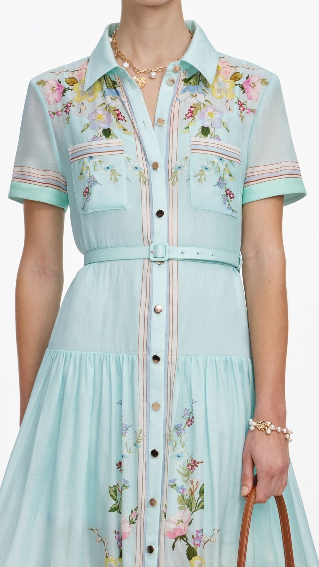 Mint Floral Organza Midi Dress