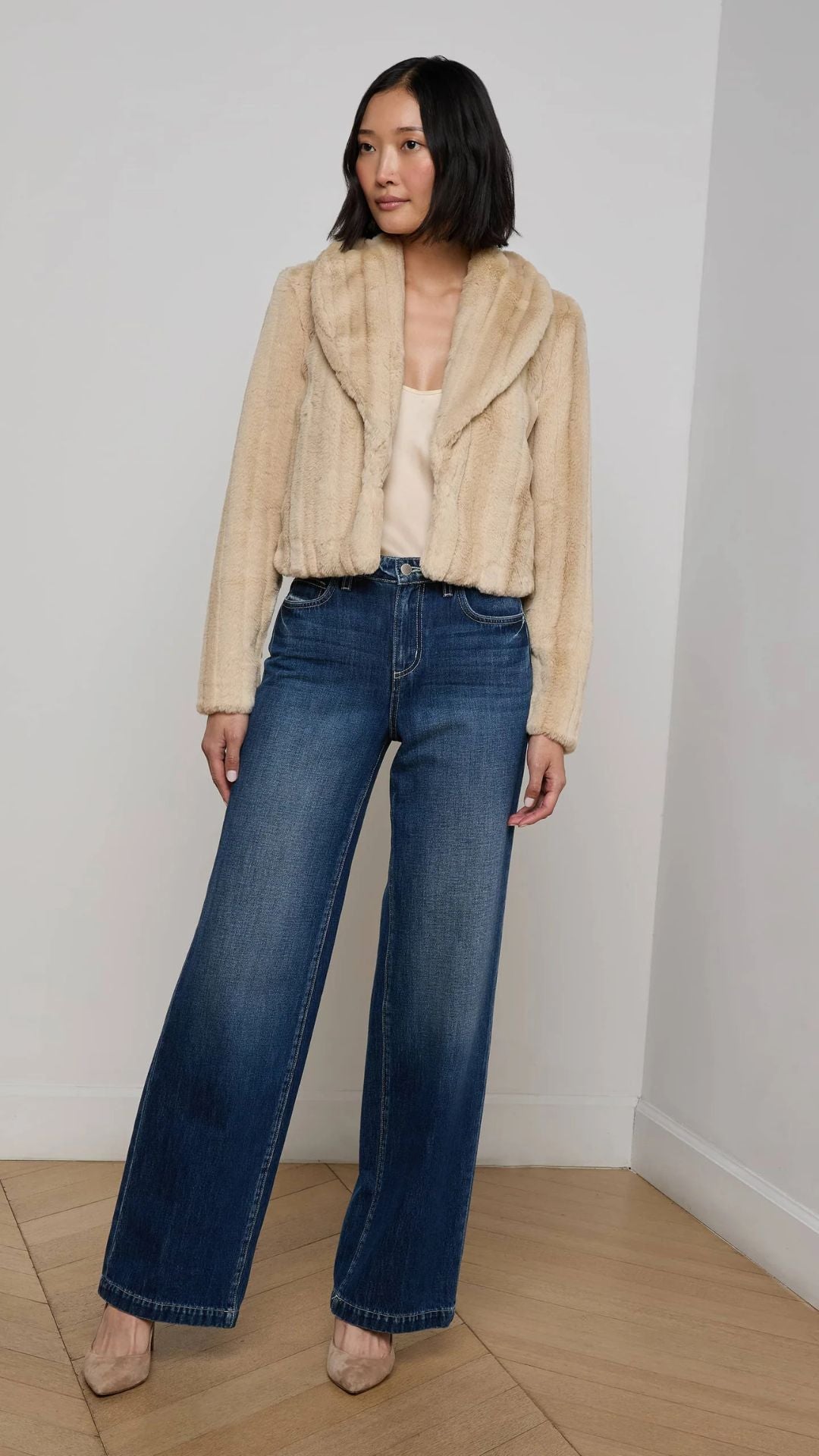 Davt Cropped Faux Fur Jacket
