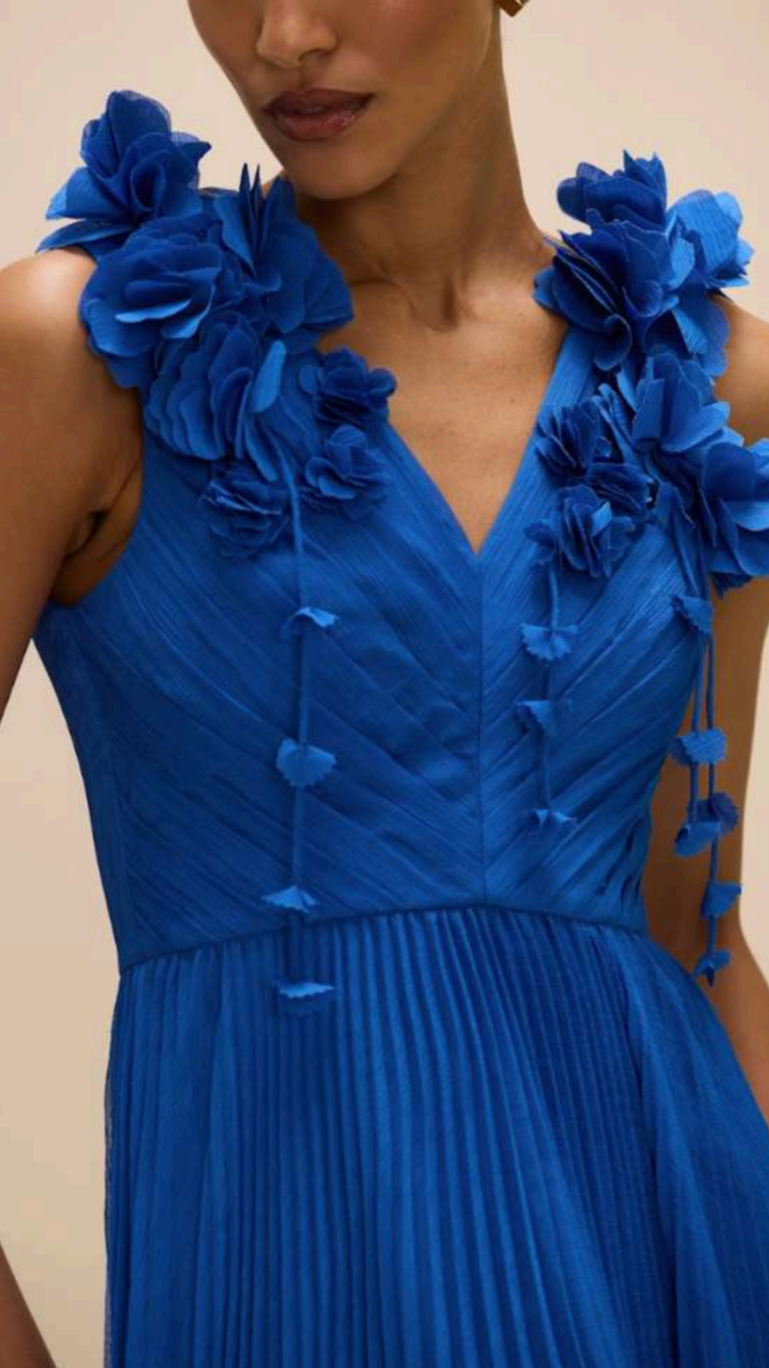 Chiffon Carmen Flowers  Maxi Dress