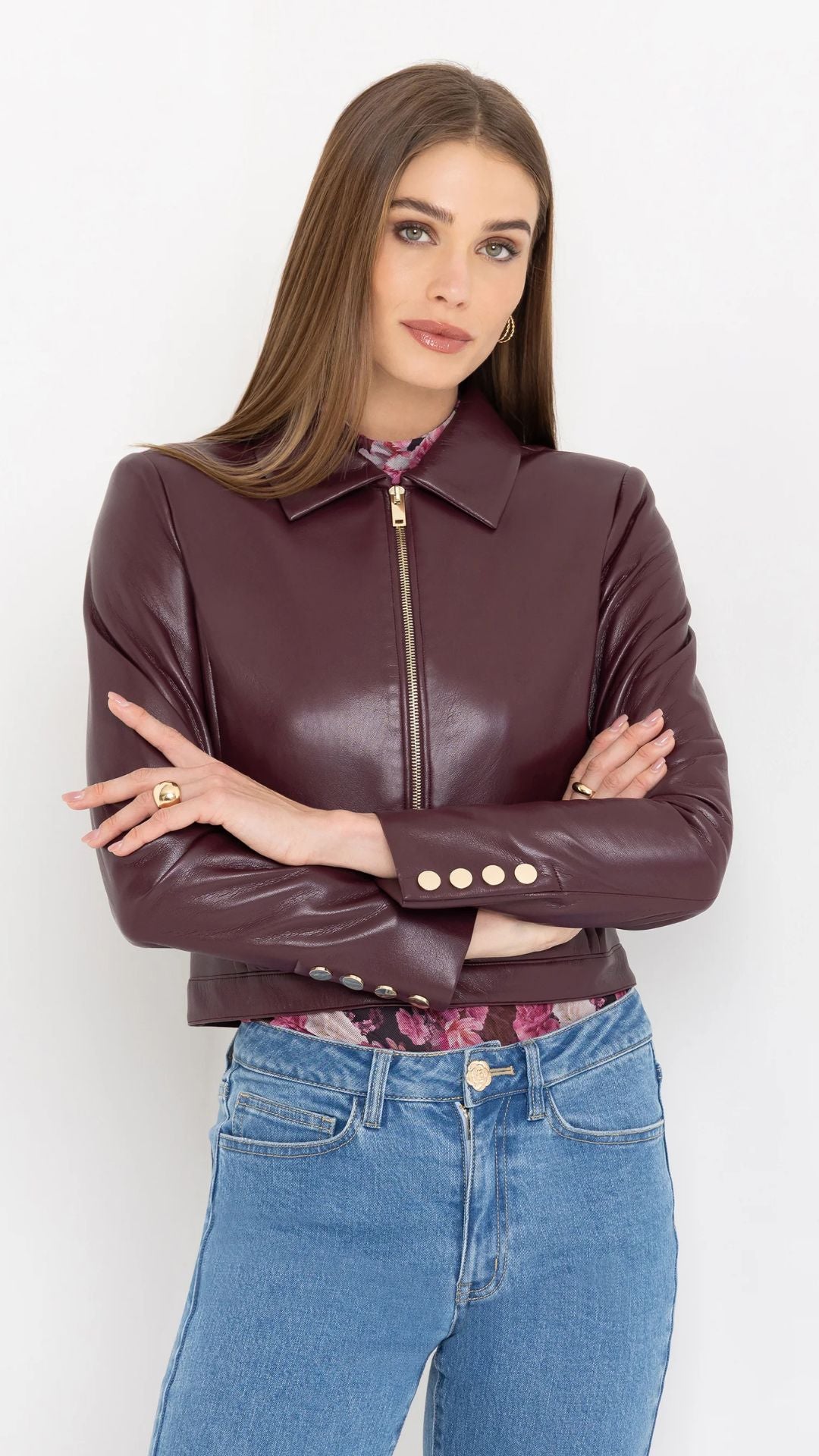 Lola Vegan Leather Cabernet Jacket