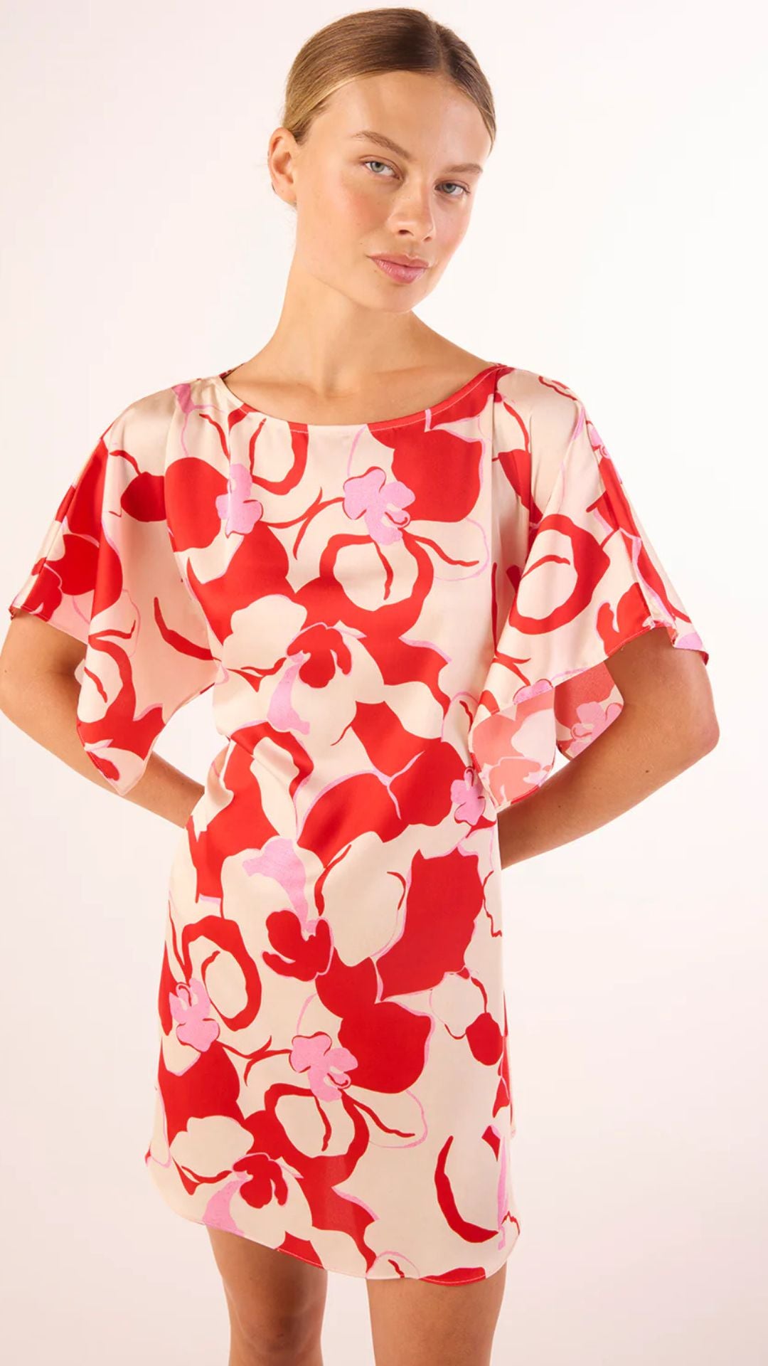 Aleka Dress - Abstract Orchid Satin - Misa