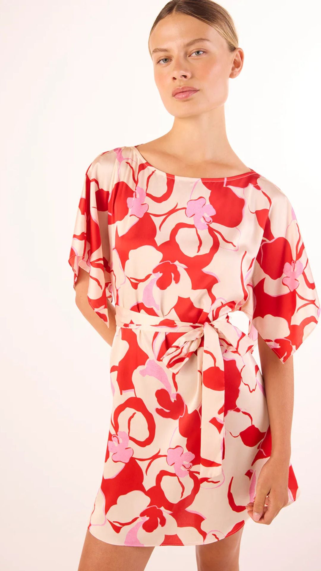 Aleka Dress - Abstract Orchid Satin - Misa