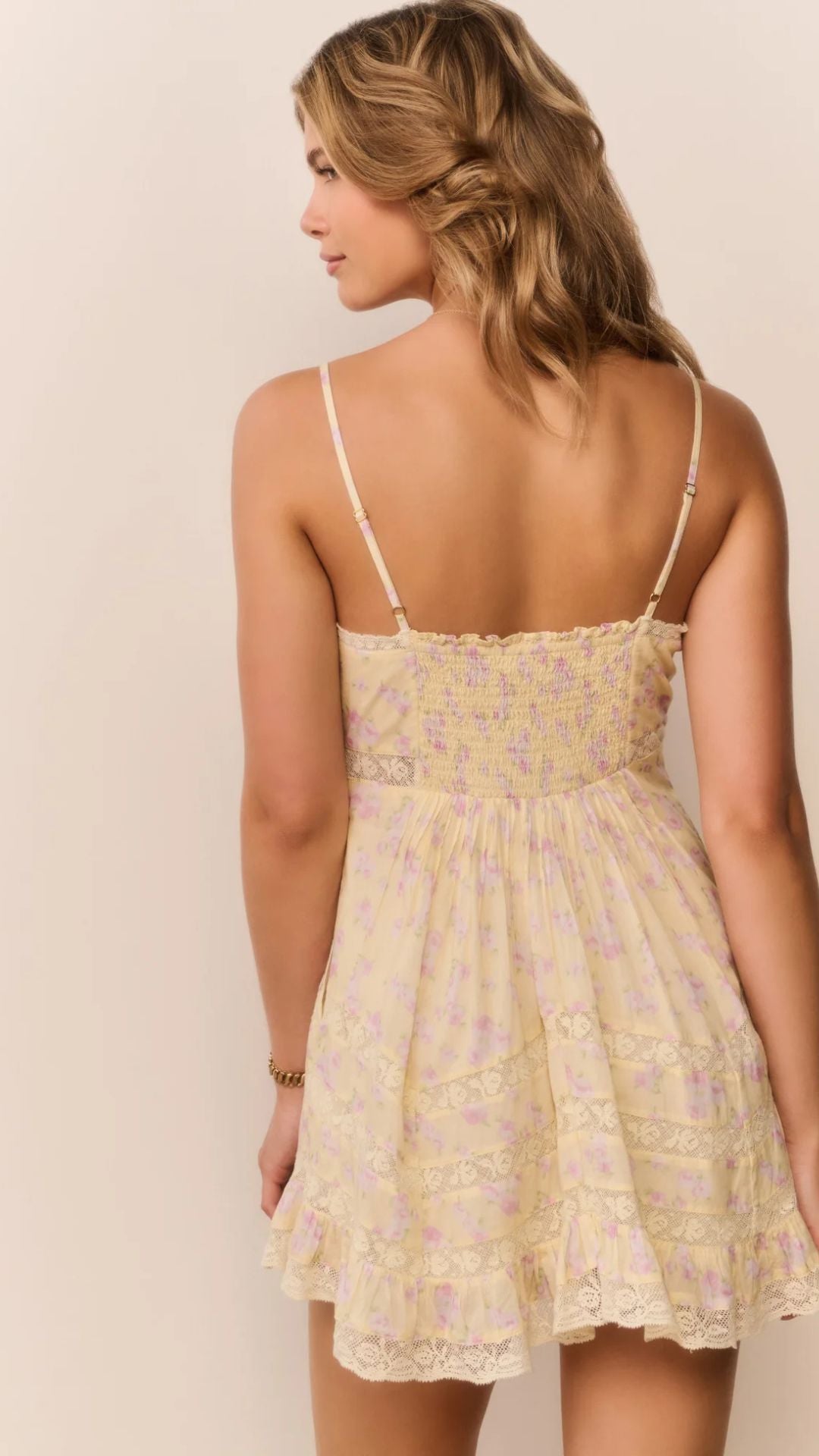 Alonna Blooming Floral Mini Dress Lemon Spritz - LoveShackFancy