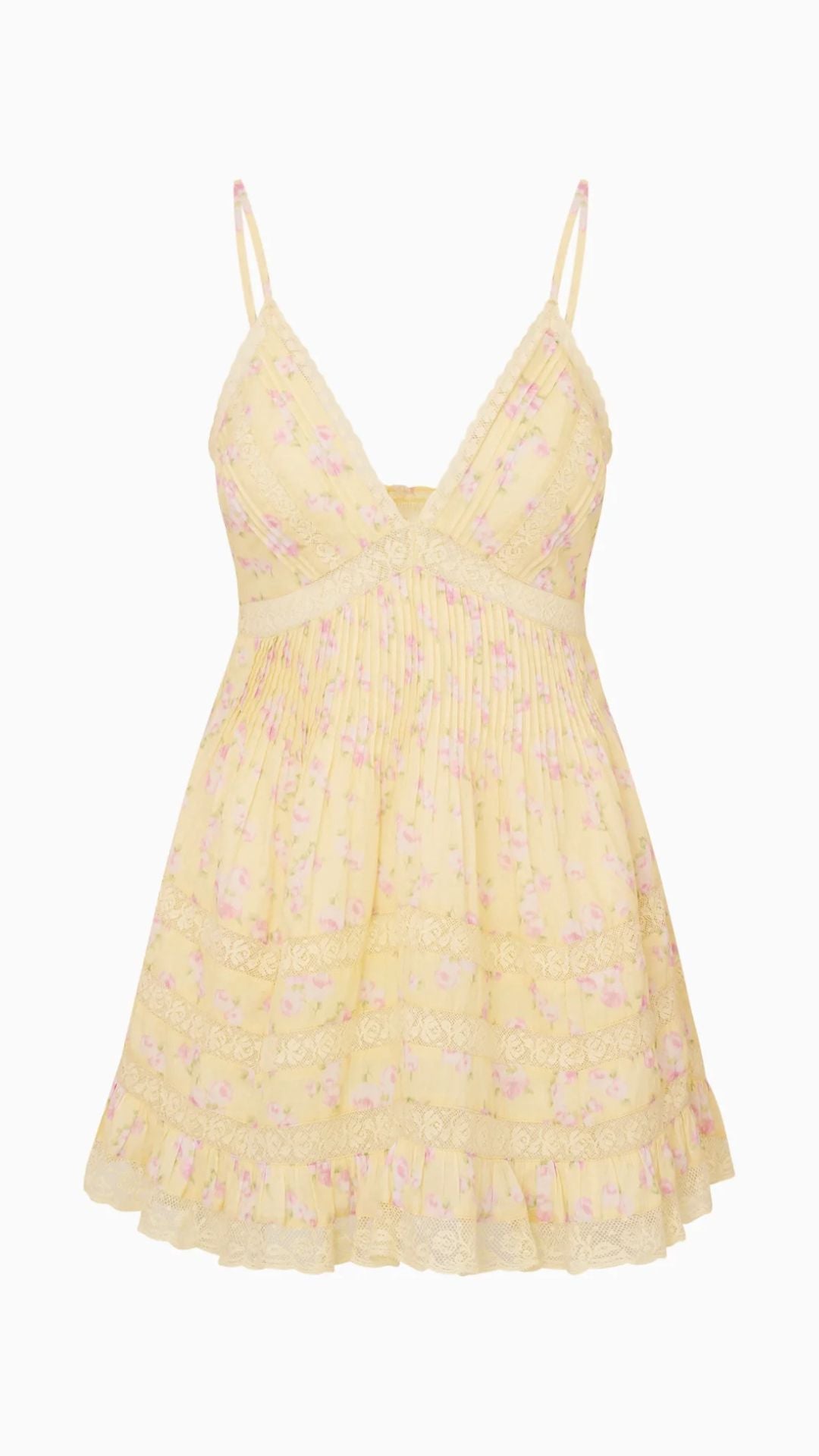 Alonna Blooming Floral Mini Dress Lemon Spritz - LoveShackFancy