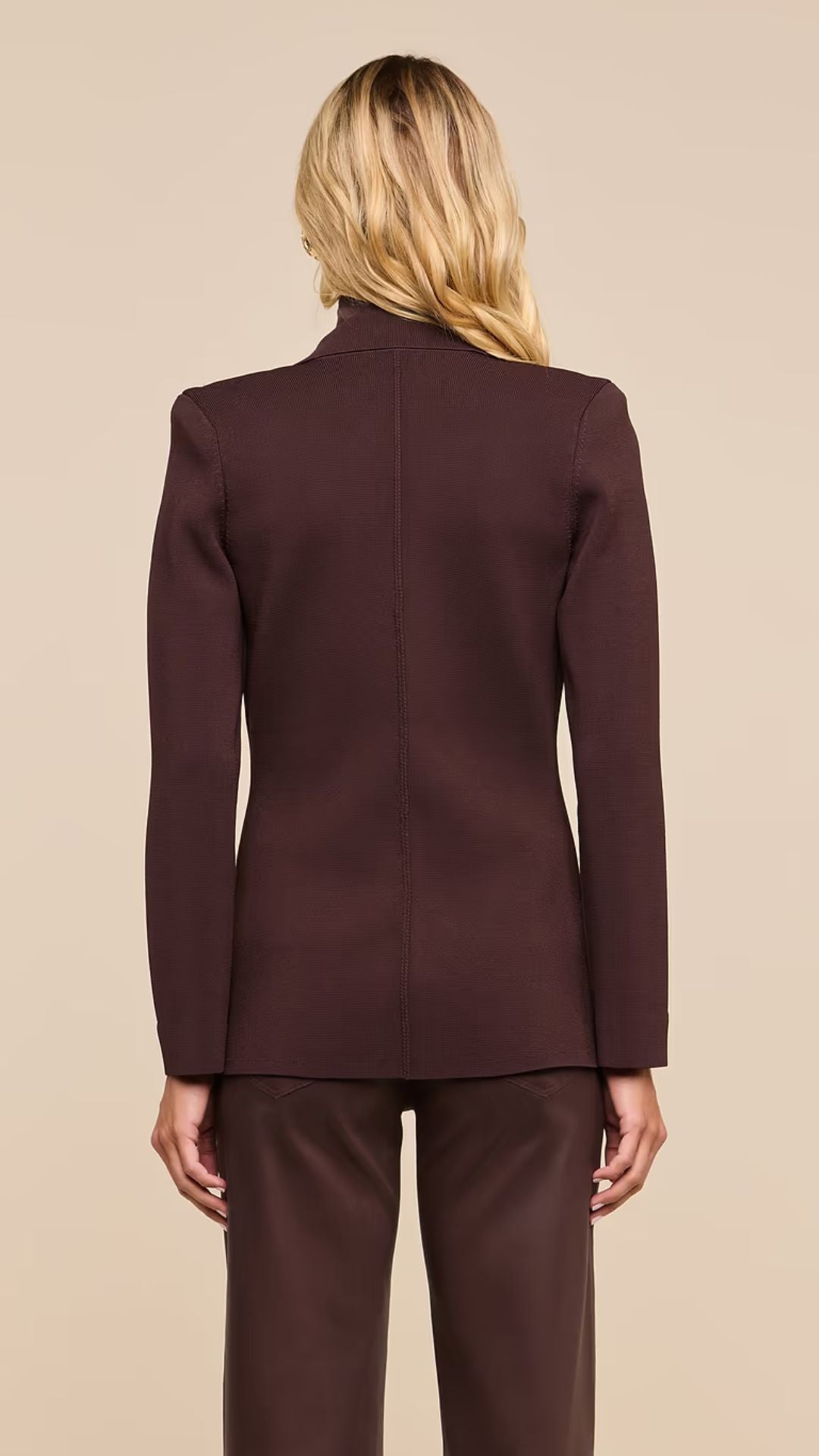 Amelia Knit Blazer Dark Java/Gold - L'Agence