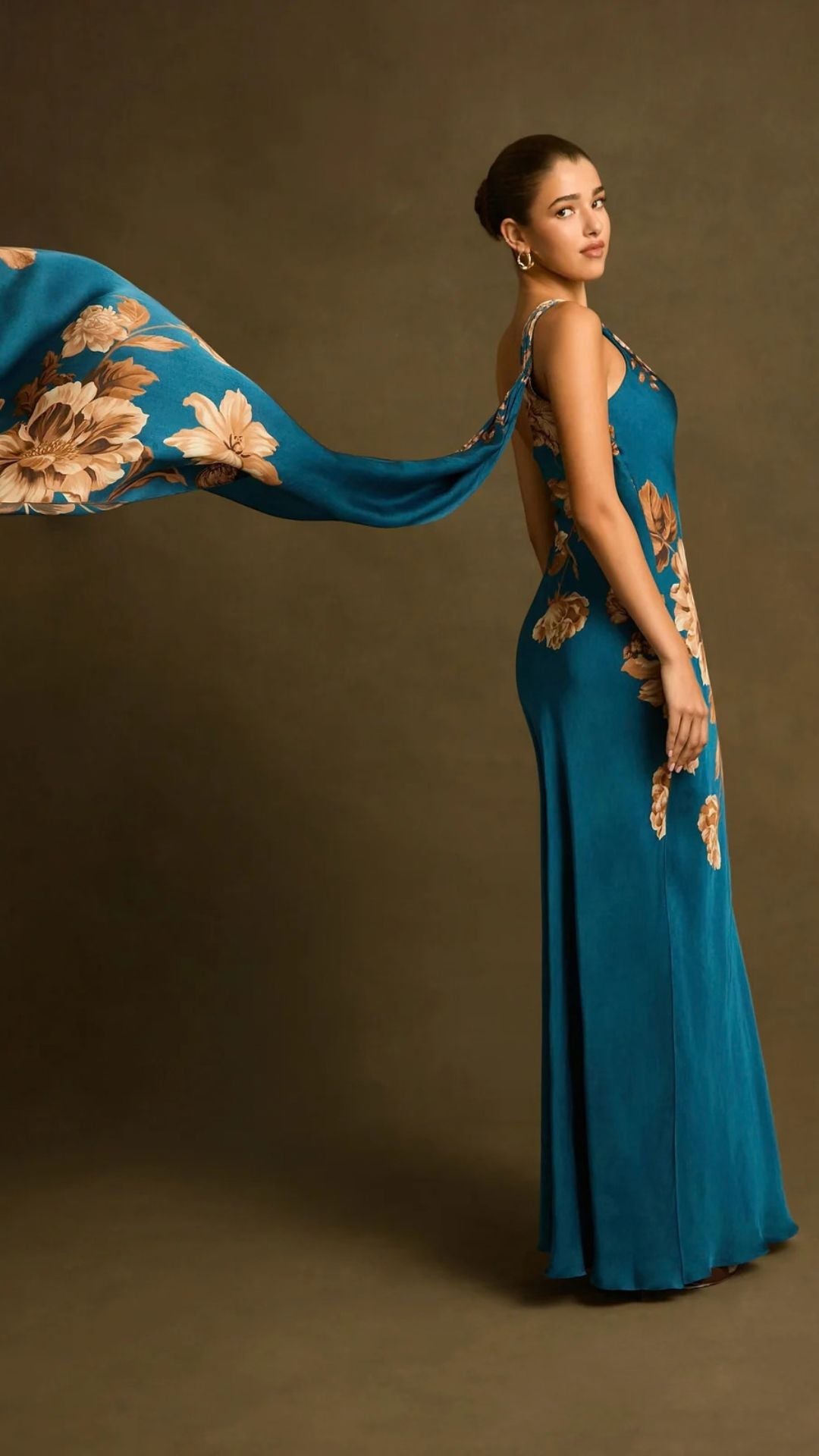 Ashi One-Shoulder Sash Dress Teal - Hemant and Nandita