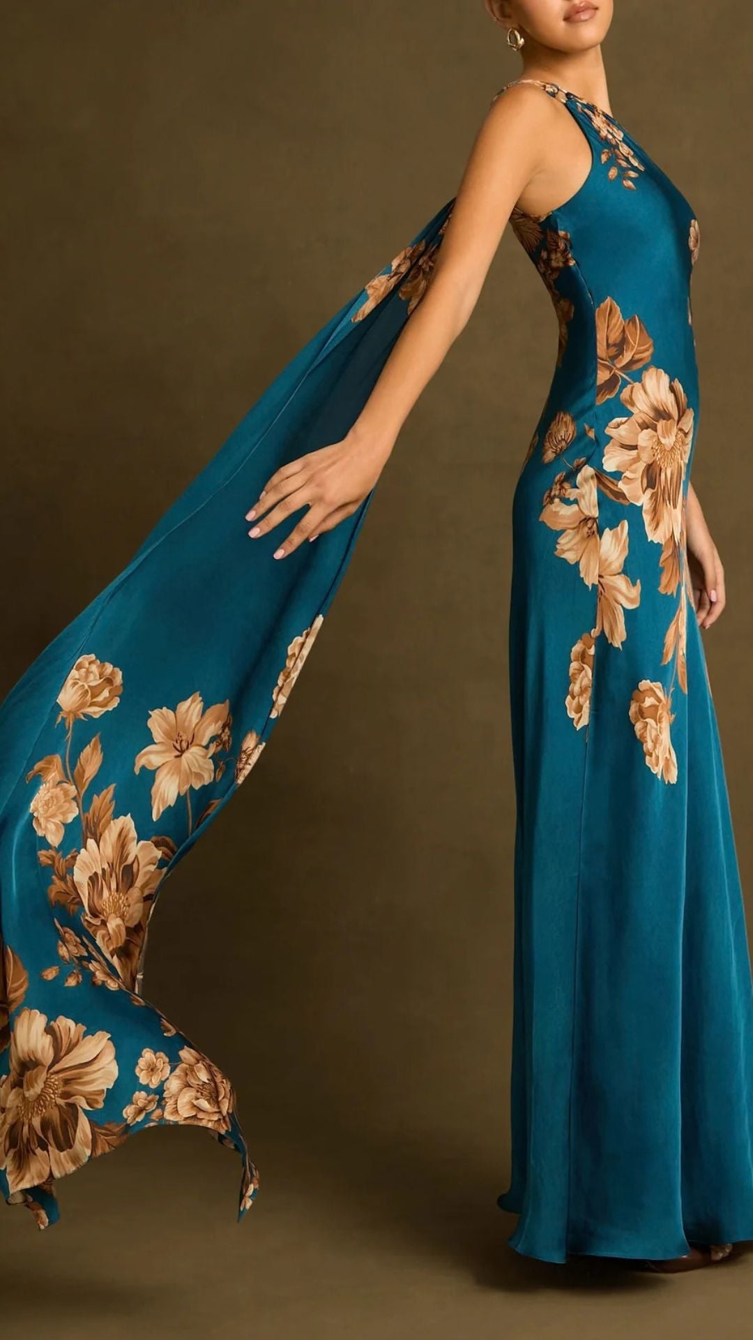 Ashi One-Shoulder Sash Dress Teal - Hemant and Nandita