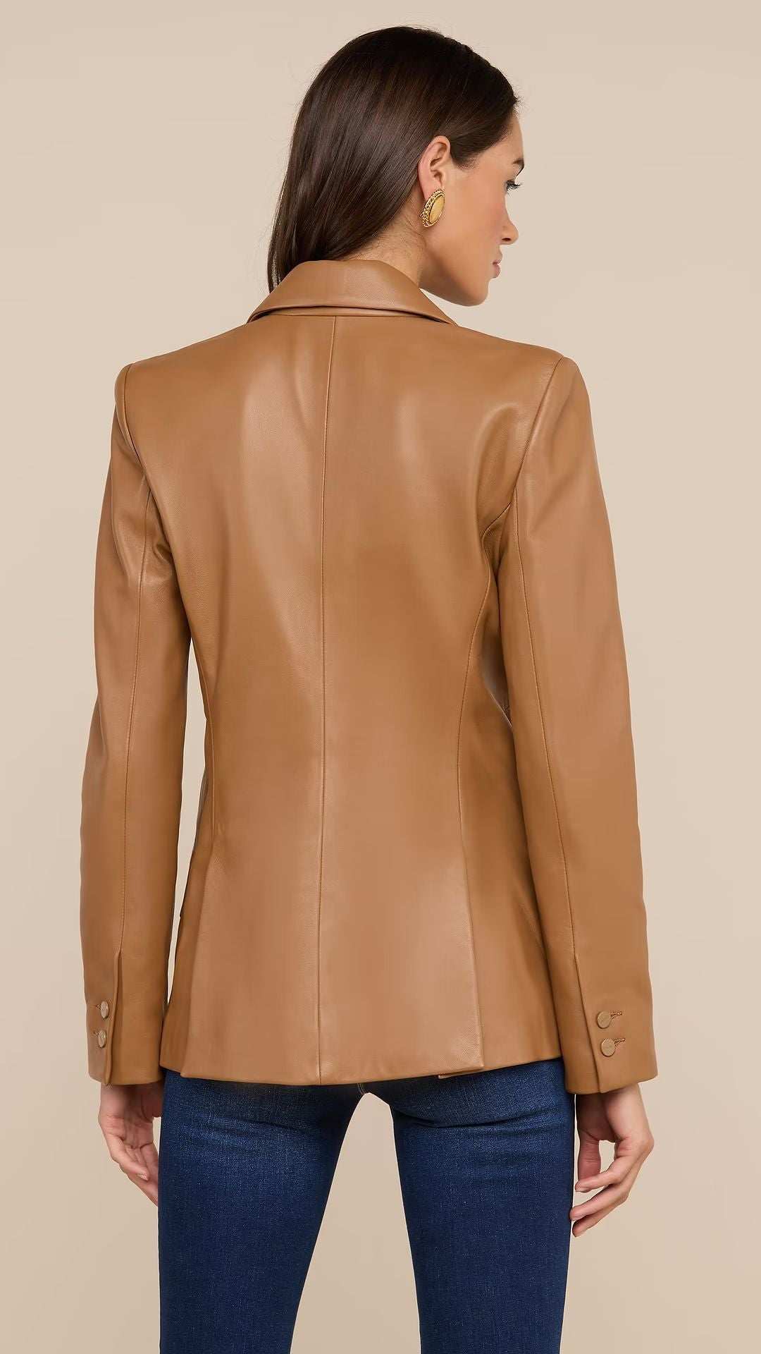 Chamberlain Leather Blazer Soft Cognac - L'Agence