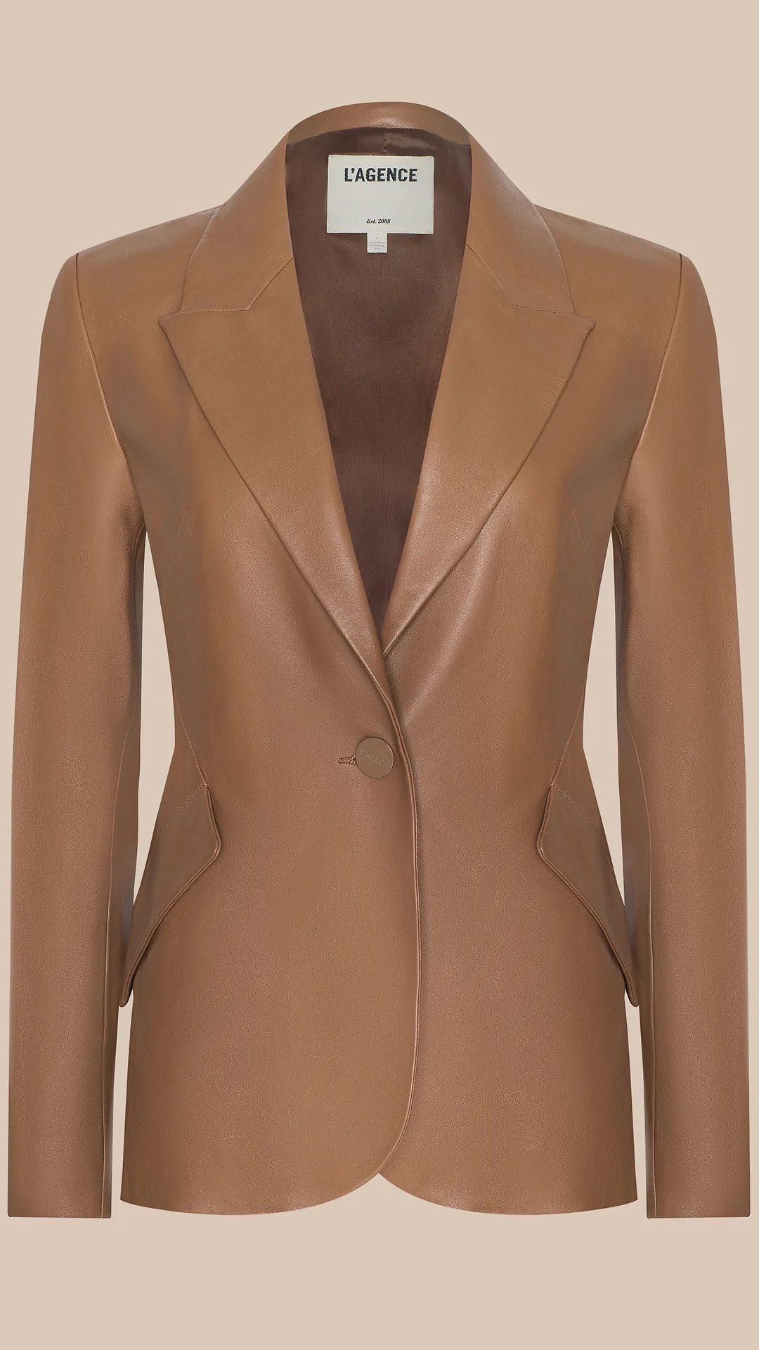 Chamberlain Leather Blazer Soft Cognac - L'Agence