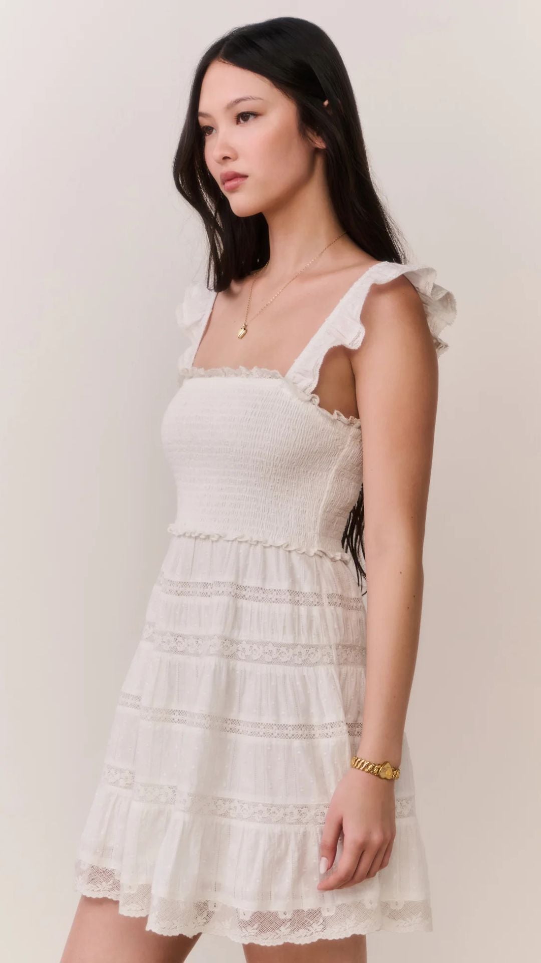 Colbera Lace-Trimmed Cotton Mini Dress White - LoveShackFancy