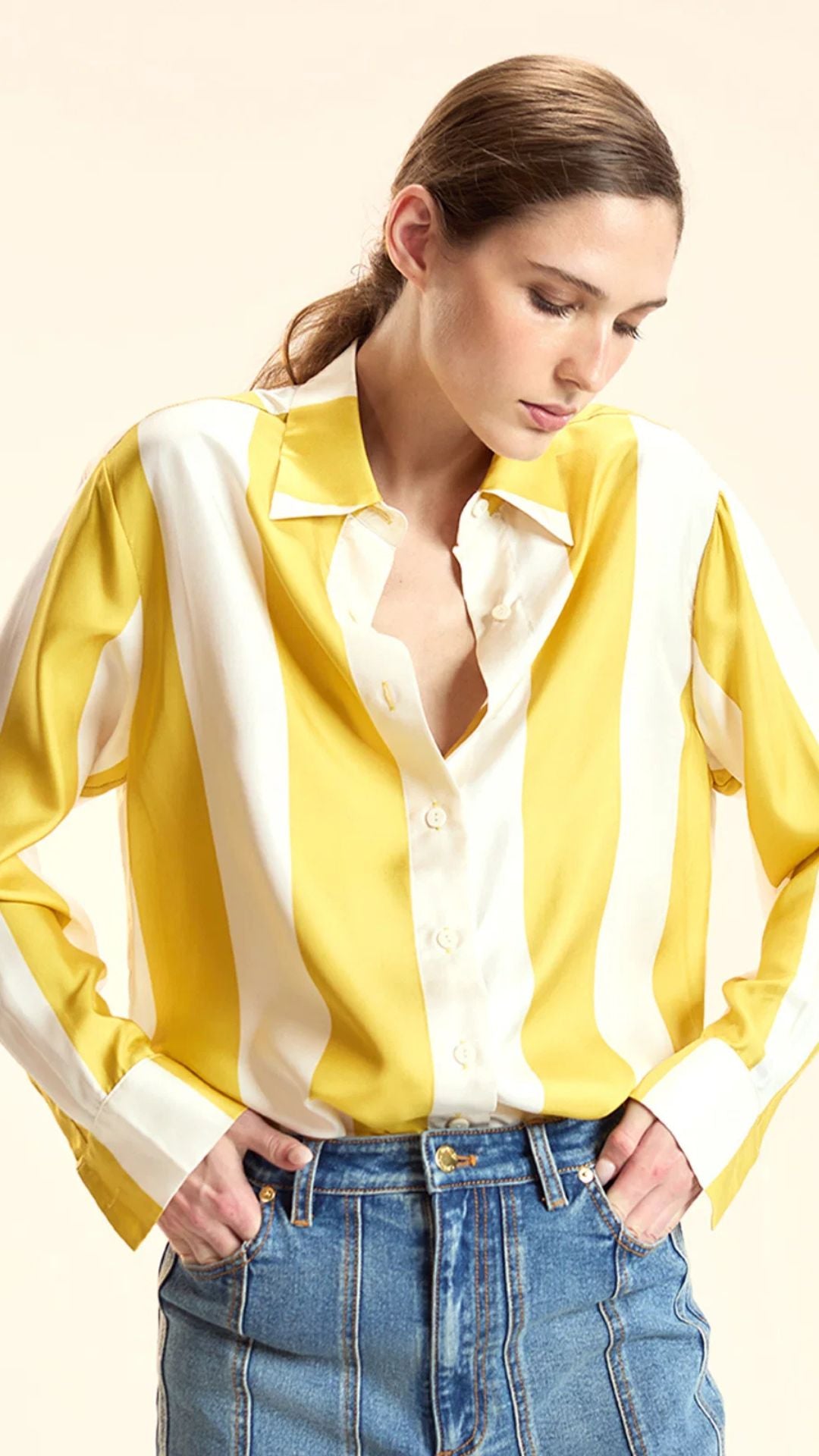 Collectible Yellow Stripe Silk Shirt - Cynthia Rowley