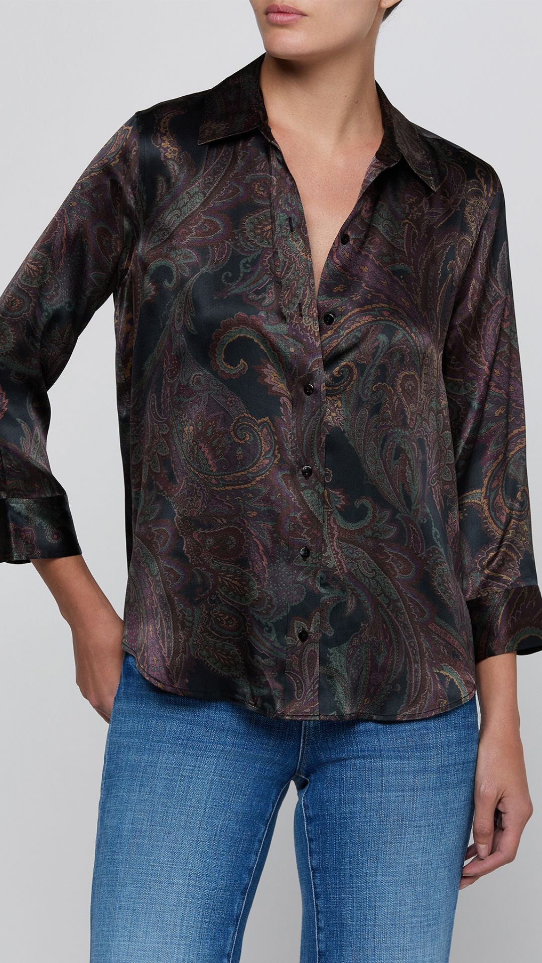 Dani Silk Blouse Midnight Multi Lux Paisley - L'Agence