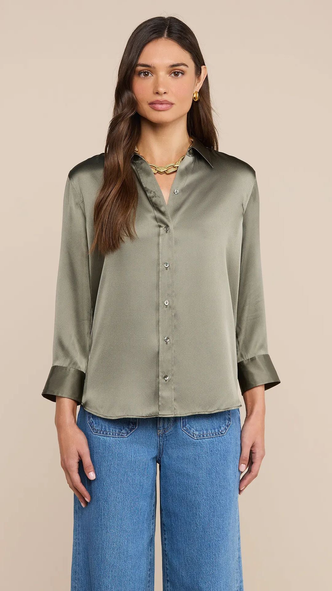 Dani Silk Blouse Smokey Olive - L'Agence