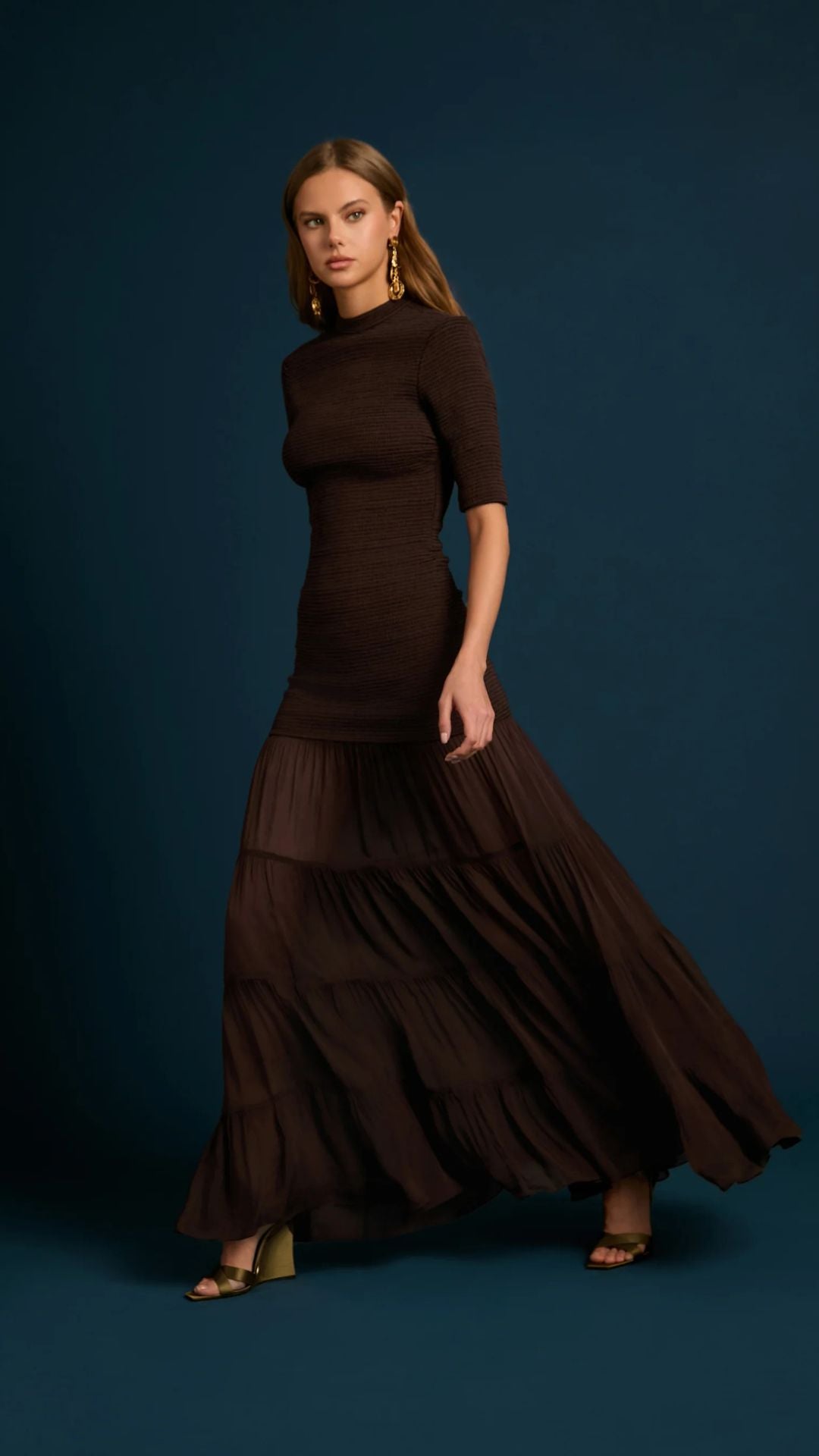 Dawn Smocked Maxi Dress Brown - Rococo Sand
