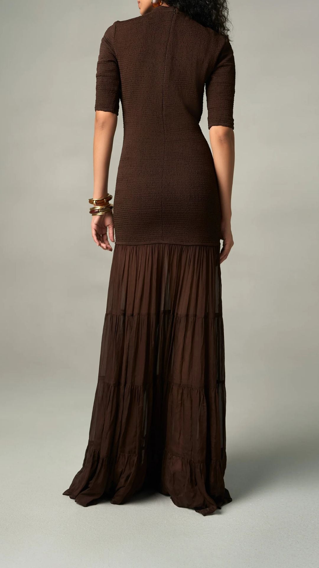 Dawn Smocked Maxi Dress Brown - Rococo Sand