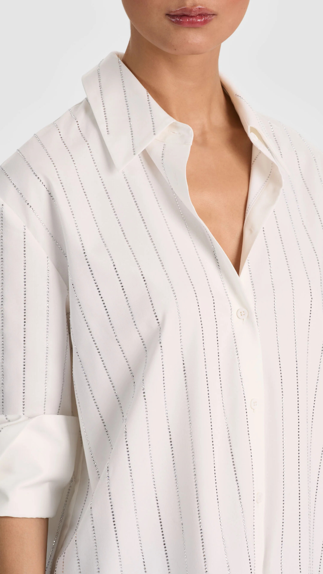 Finely Embellished Oversized Button Down - Alice and Olivia