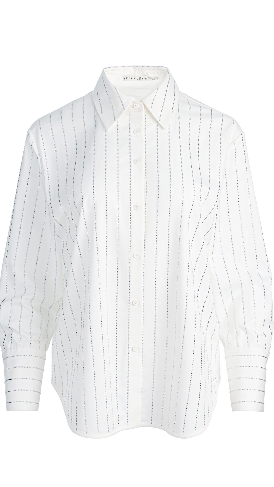Finely Embellished Oversized Button Down - Alice and Olivia