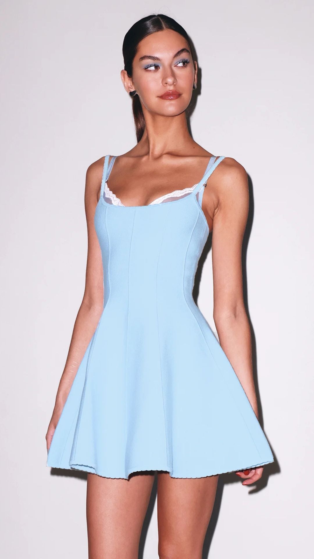 Flared Corset Dress in Light Sky - Fleur Du Mal