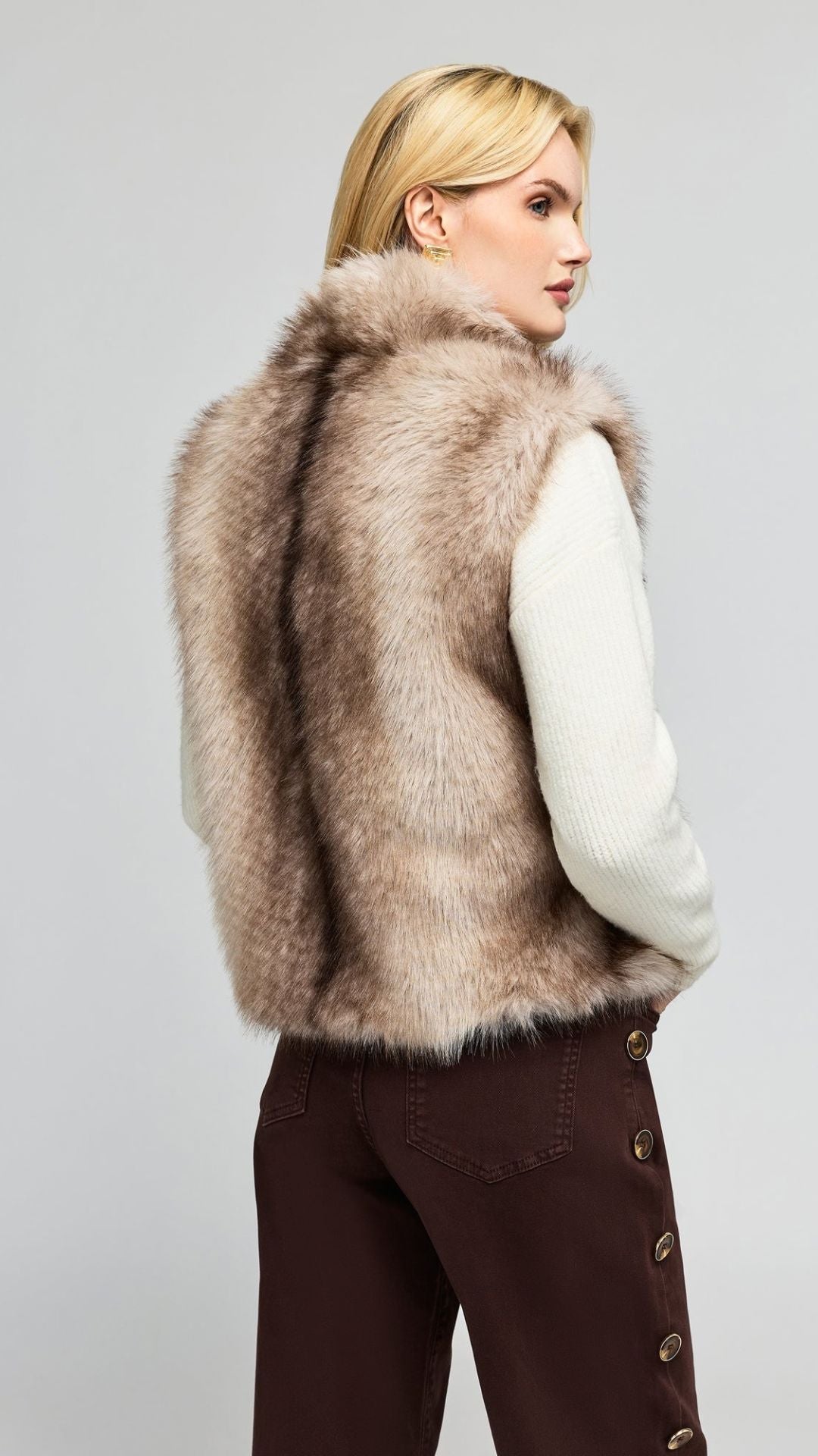 Helena Faux Fur Vest Toasted Beige - Generation Love