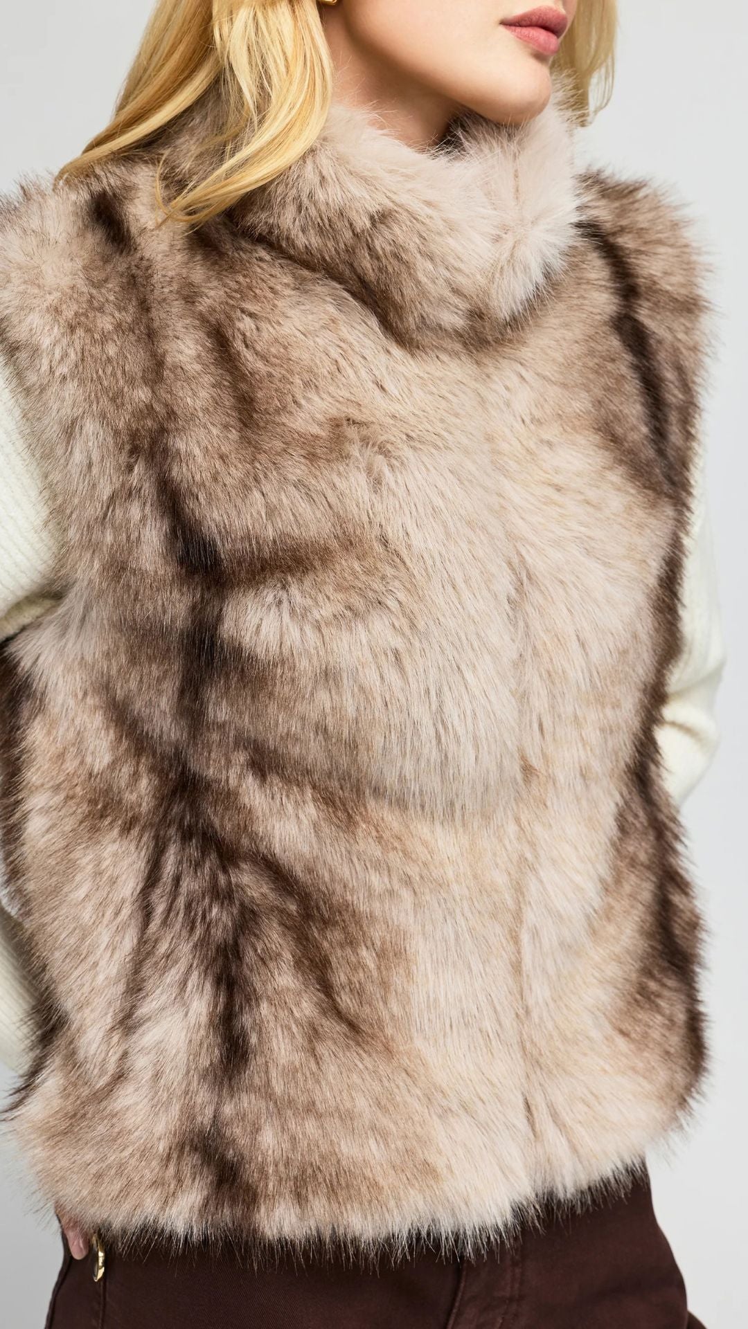 Helena Faux Fur Vest Toasted Beige - Generation Love