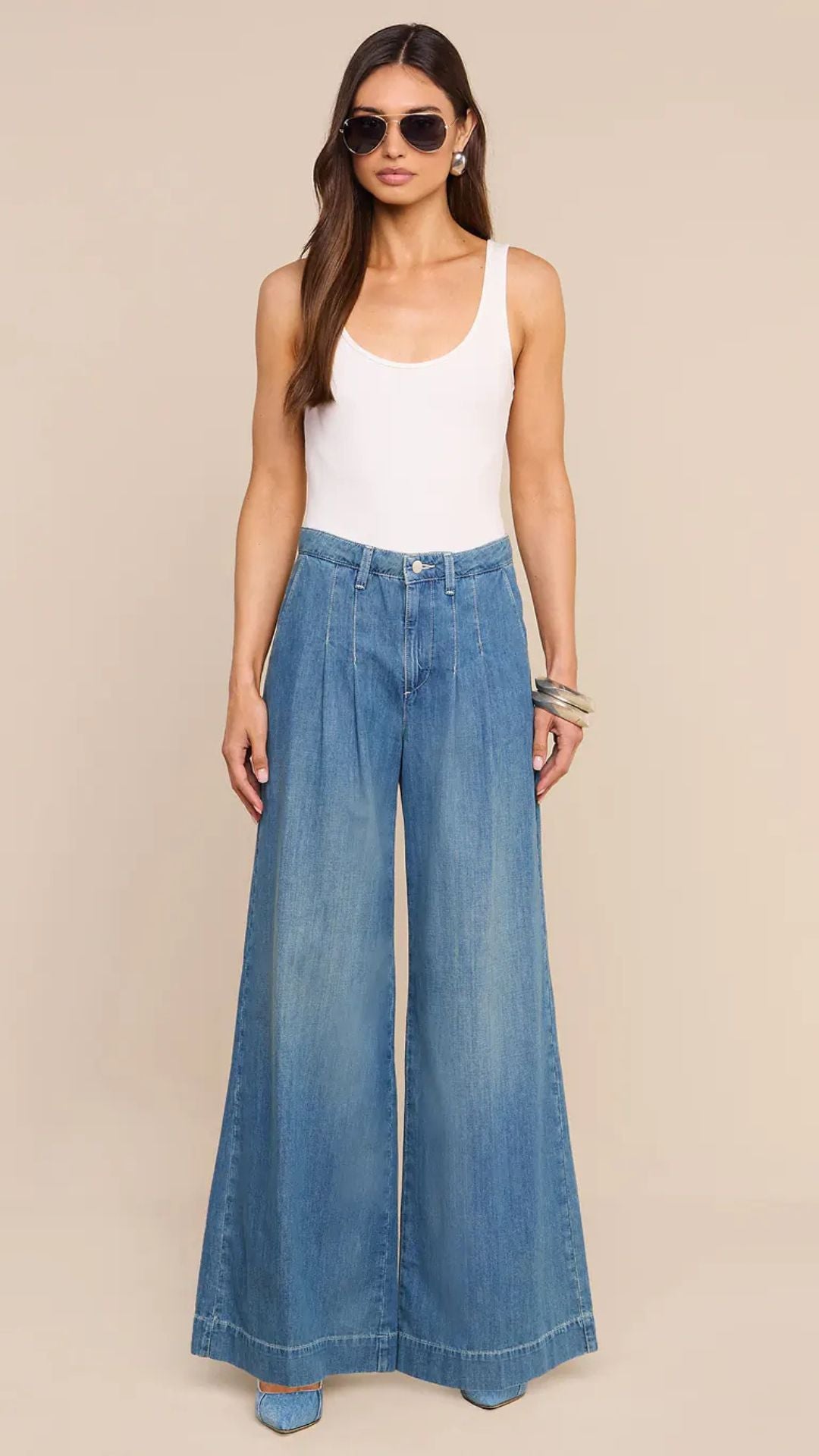 Jayani Pleated Wide-Leg Jean Saratoga - L'Agence
