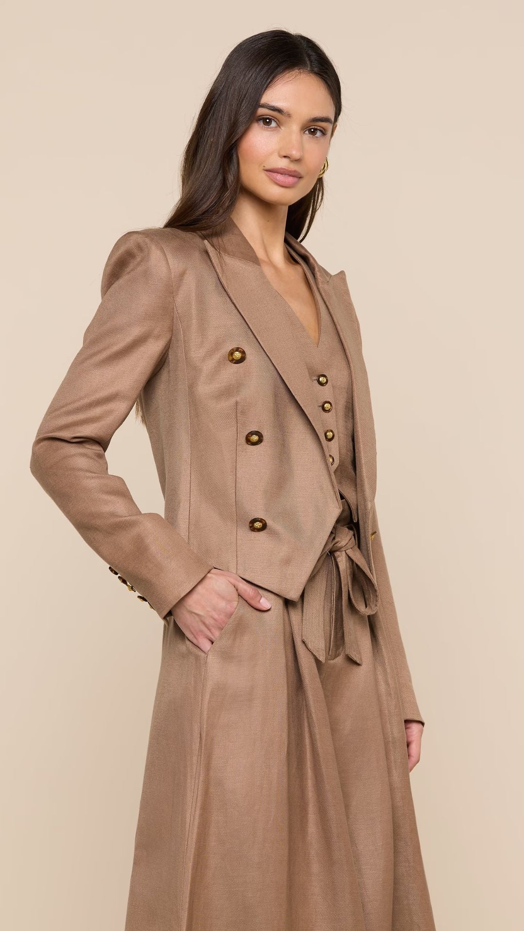 Lila Linen-Blend Blazer Barley - L'Agence
