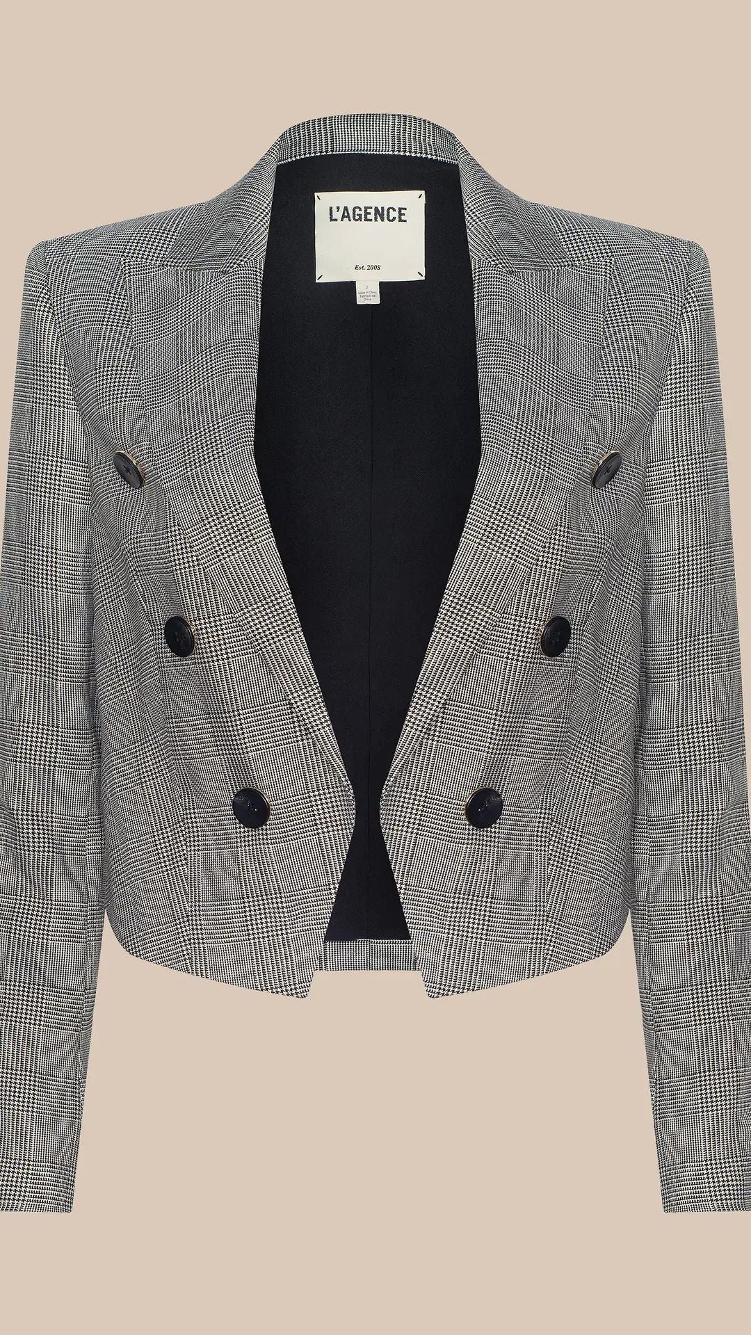 Lila Tweed Blazer Beige Black - L'Agence