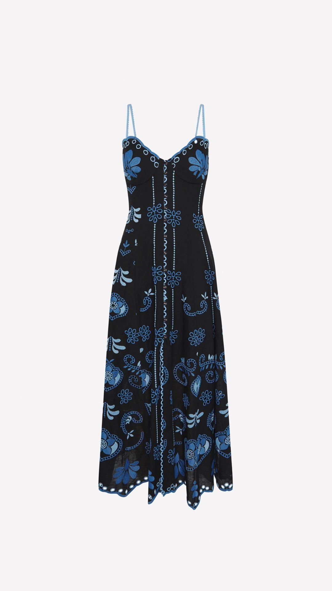 Lorina Long Dress Black and Blue - Charo Ruiz