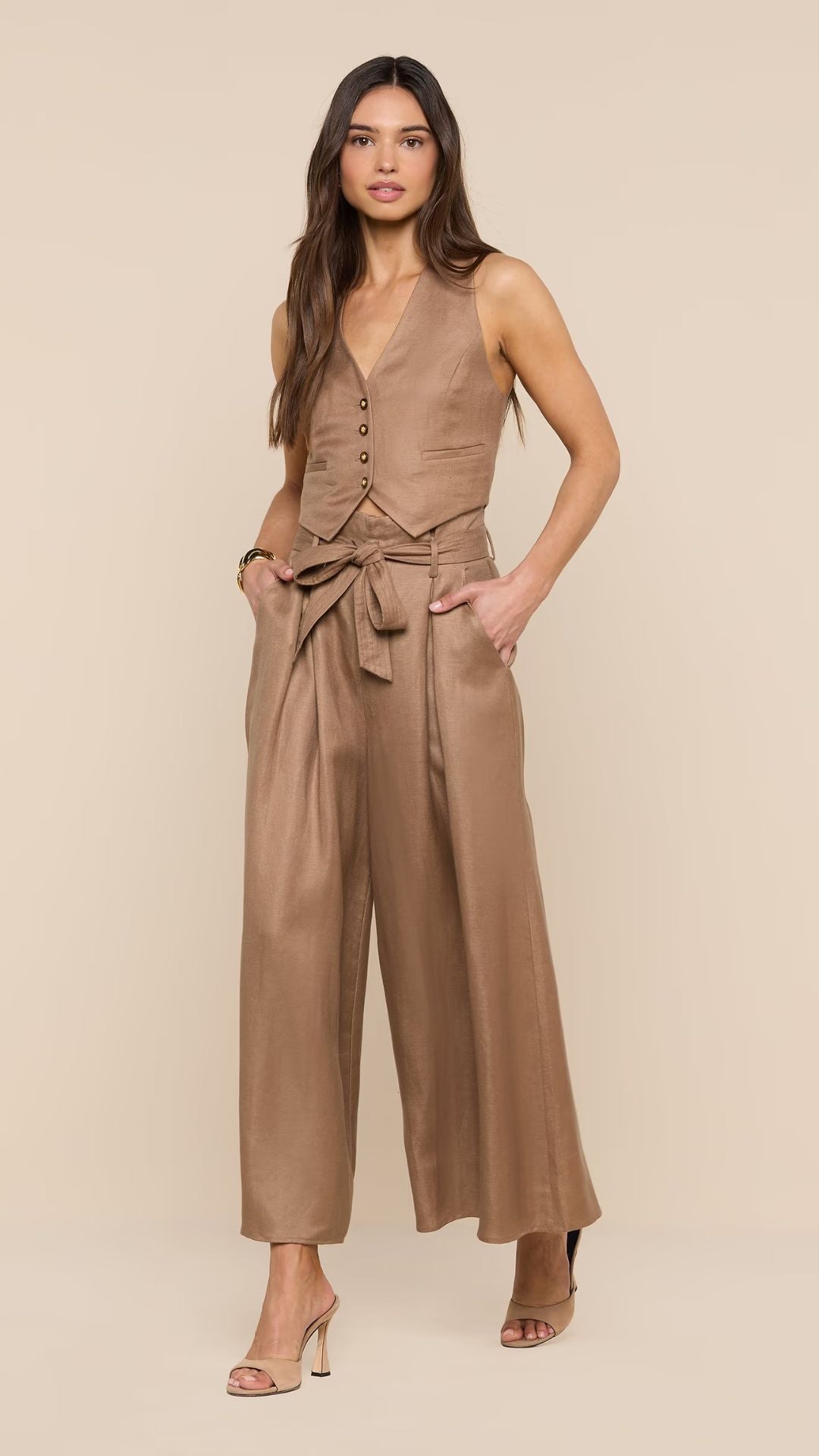 Lowen Linen-Blend Pant Barley - L'Agence